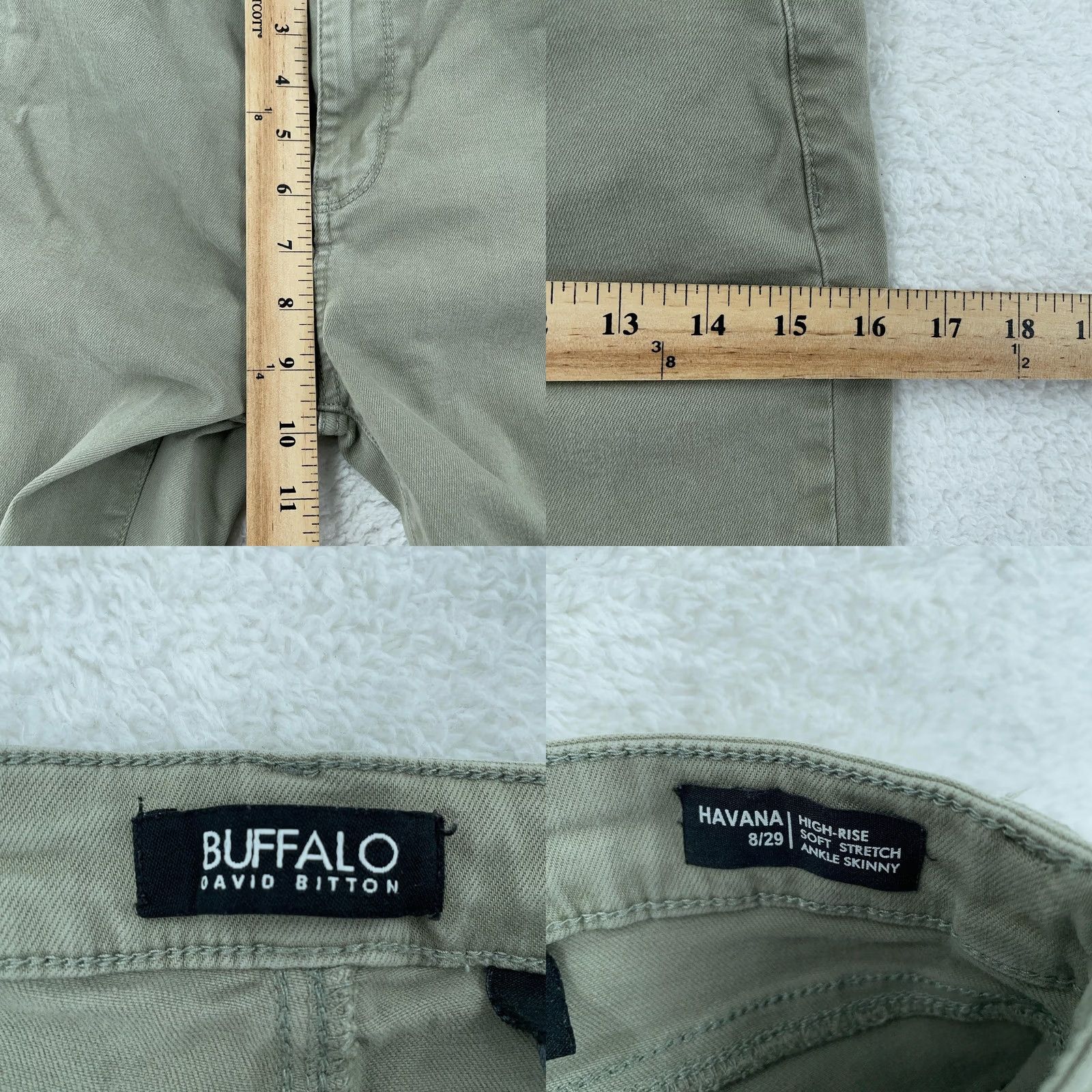 Buffalo David Bitton Buffalo David Bitton Jeans High Rise Stretch Ankle Skinny Size 8 29x25 Green Women Regular Denim Cotton Blend Spandex Pockets Zip Vintage: No 90s? Size 30" / US 8 / IT 44 - 8 Thumbnail