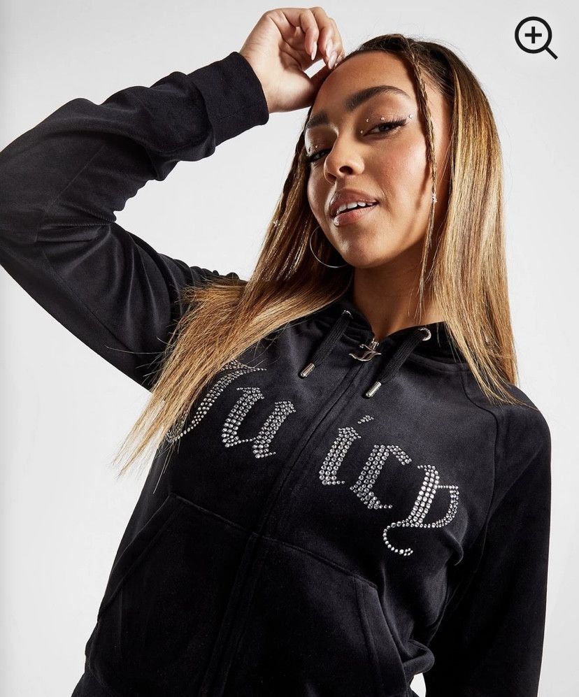 Juicy Couture Juicy Couture Diamante Logo Full Zip Velour Hoodie Size S / US 4 / IT 40 - 12 Thumbnail