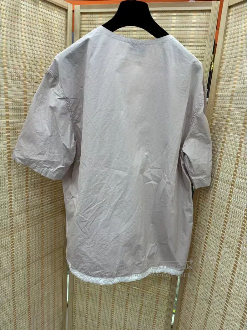 Hermes Hermes Cotton short-sleeved shirt with collarless design Size US XXS / EU 40 - 2 Thumbnail