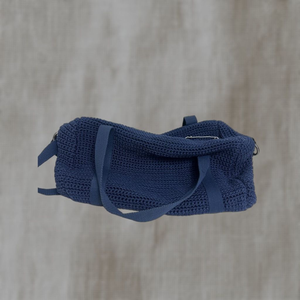 The Sak The Sak Navy Blue Knit Small Duffle Bag Tap Handles Strap Womens Duffle Bag 13x8x8 Cotton Knit Navy Small Size ONE SIZE - 1 Thumbnail
