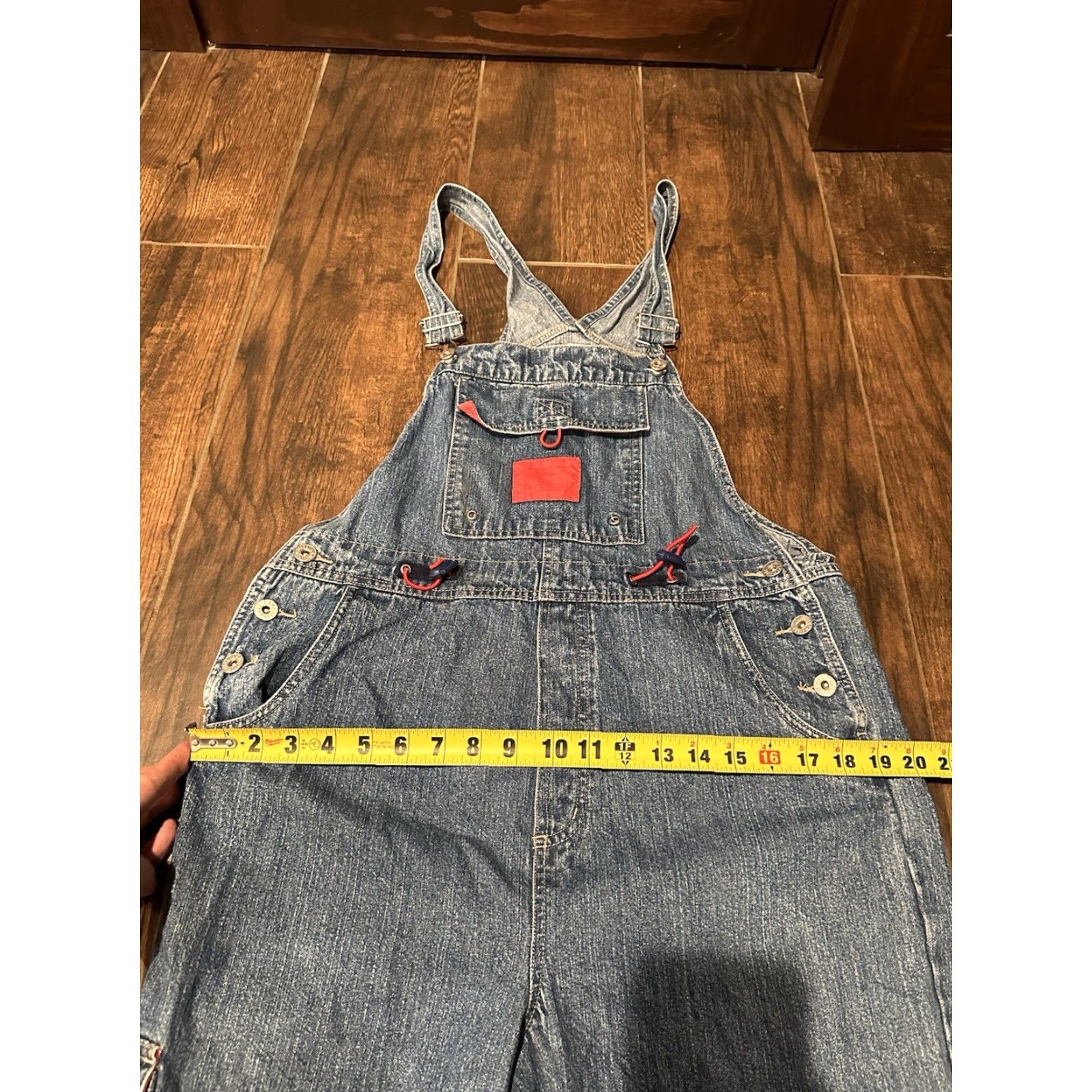 Equipment VINTAGE BUM Equipment Bib Overalls Denim Blue 90s Women's M Medium Jeans Cargo Pocket 5-Pocket Design Buckle Button Size 32" / US 10 / IT 46 - 7 Thumbnail