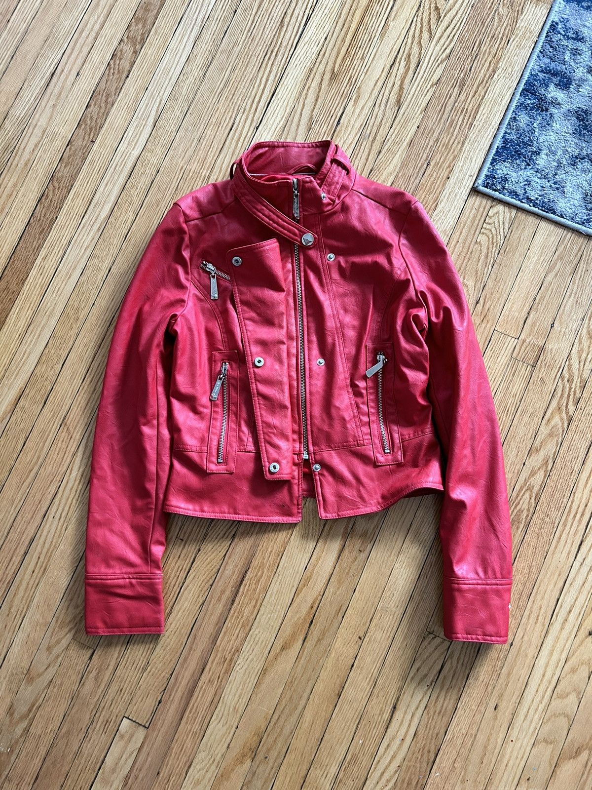 image of Vintage Apple Bottom Faux Leather Moto (Red), Women's (Size Small)