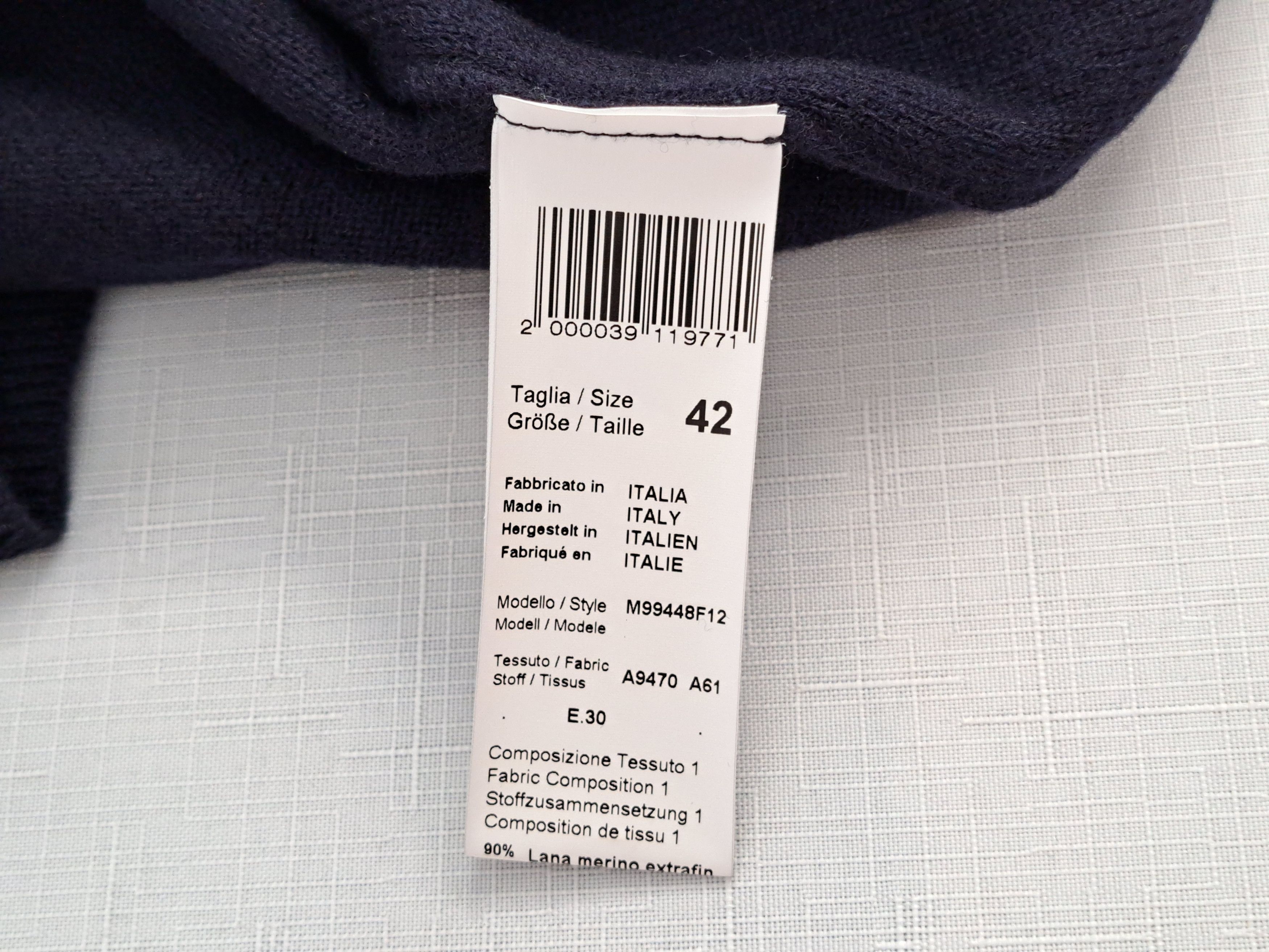 Peserico Cappellini wool/cashmere dark blue pullover. Size 42IT. Size M / US 6-8 / IT 42-44 - 7 Thumbnail