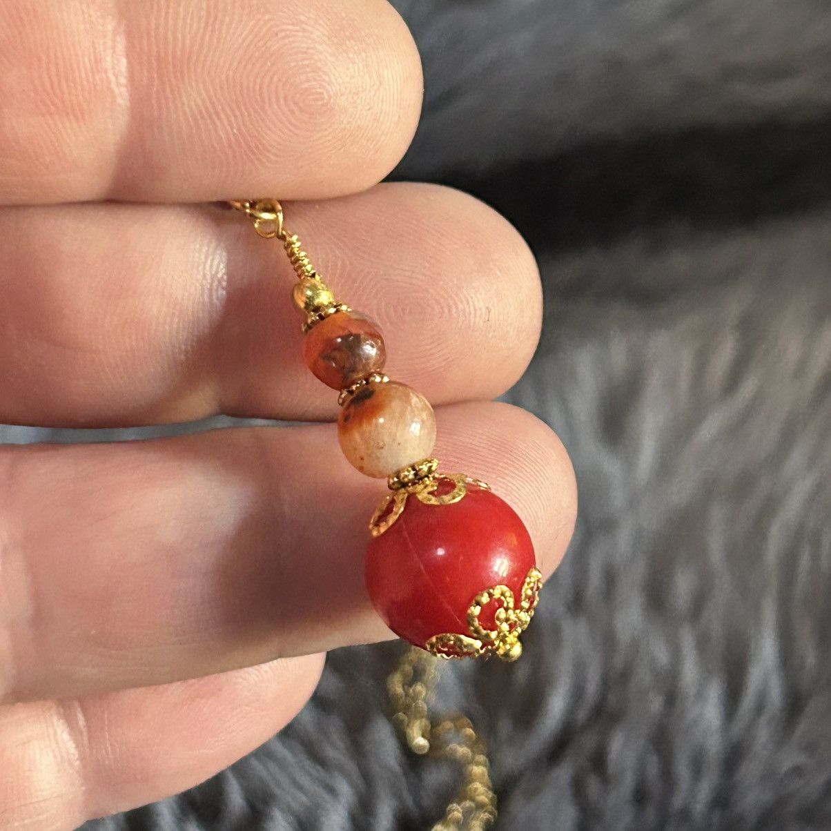 Handmade Handcrafted vintage beaded carnelian agate pendant necklace Size ONE SIZE - 5 Thumbnail