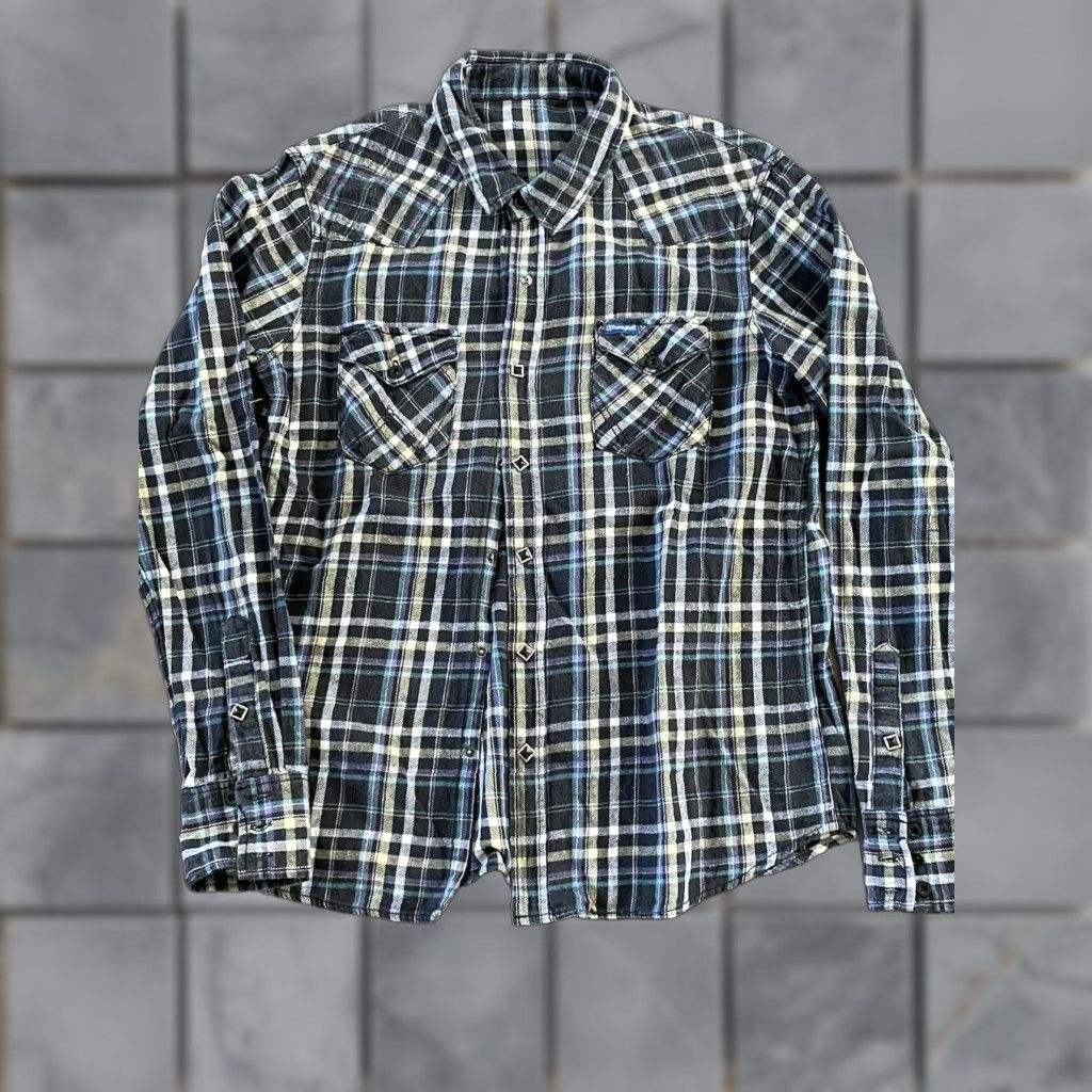 Wrangler VINTAGE Wrangler Flannel Shirt Men Black M Diamond Buttons Regular Sleeve Long Button-Up Size US M / EU 48-50 / 2 - 1 Thumbnail
