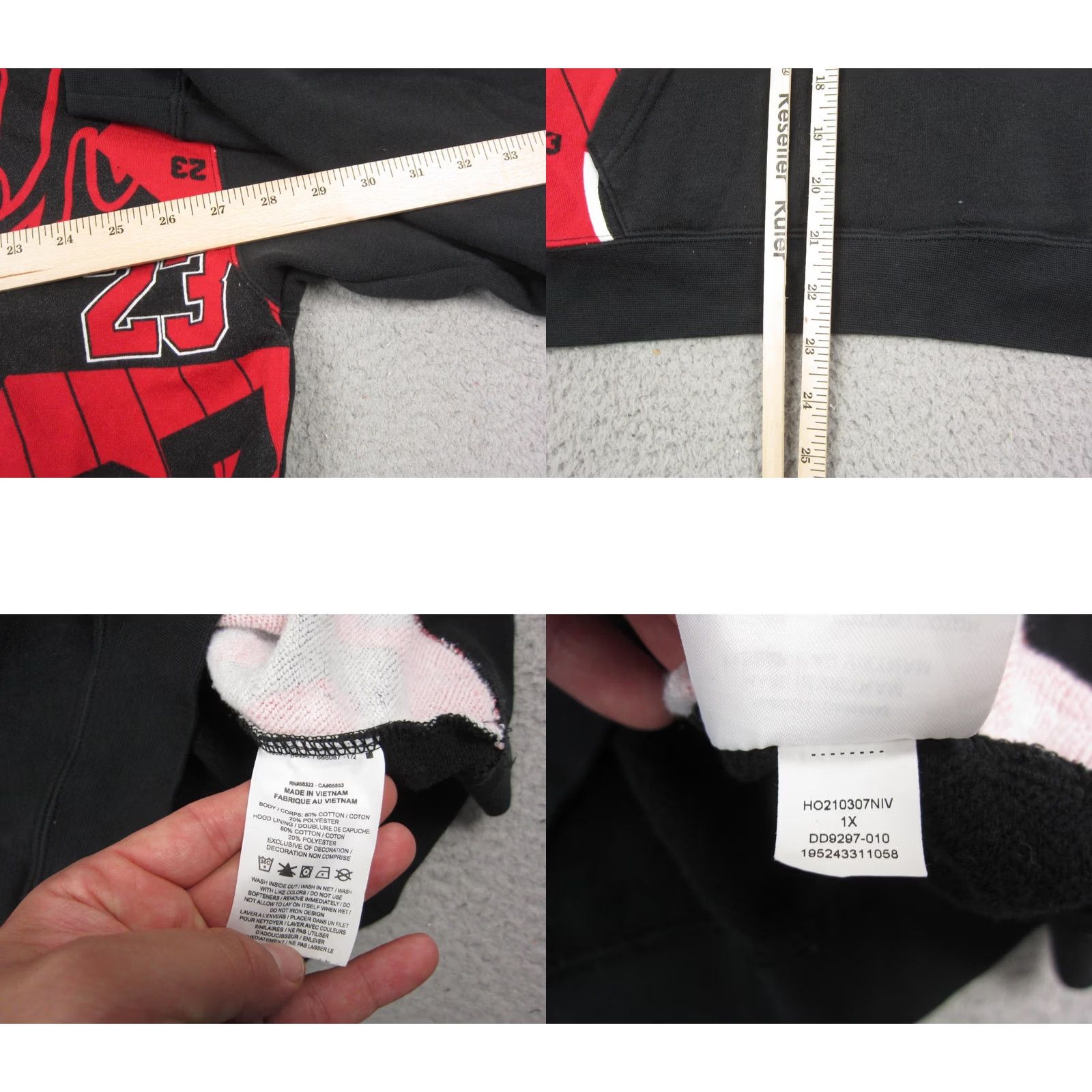 Nike Nike Hoodie Womens 1X Black Jordan Women Plus Red Core Essentials All Over Print Crop Size XL / US 12-14 / IT 48-50 - 8 Thumbnail