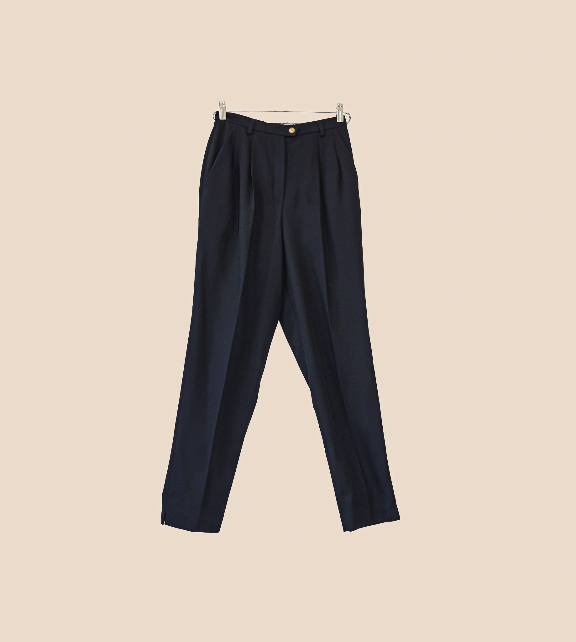 Vintage Vintage Navy Blue High Waisted Trousers Dressy Pants Size 27" / US 4 / IT 40 - 1 Thumbnail