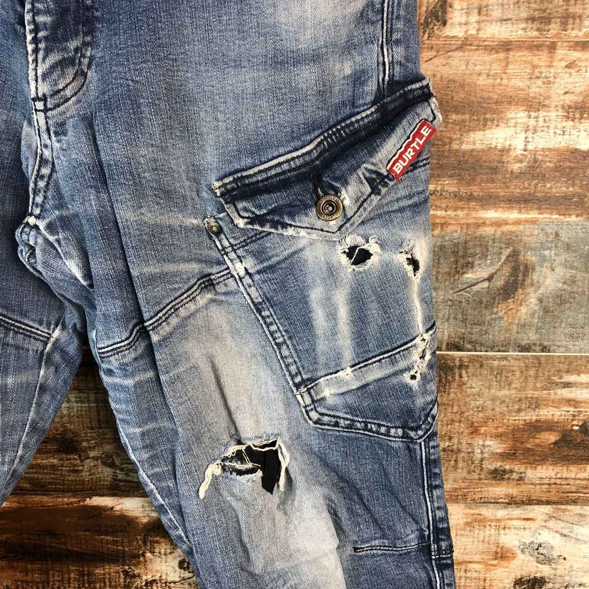 Japanese Brand Burtle Blue Distressed vintage Denim Pants #A2172 Size US 34 / EU 50 - 10 Thumbnail