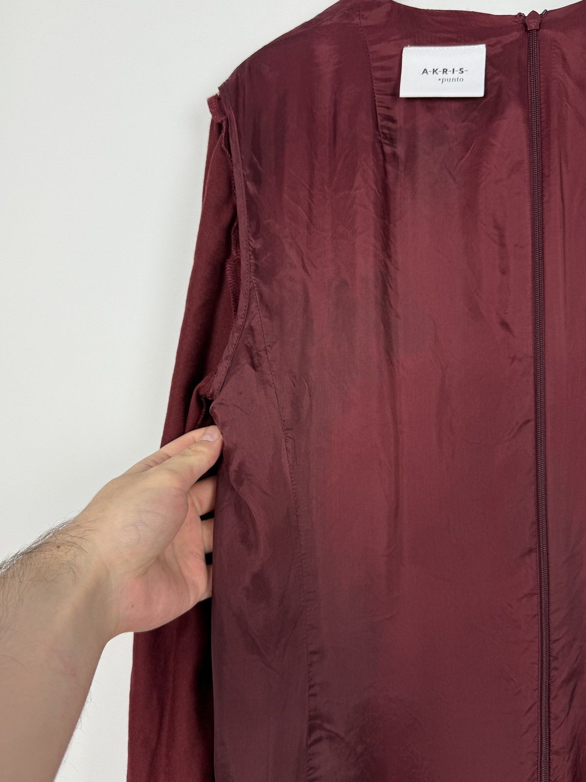 Akris Akris Punto Ruby Red Wool Long Balloon Sleeve Shift Dress Size M / US 6-8 / IT 42-44 - 13 Thumbnail