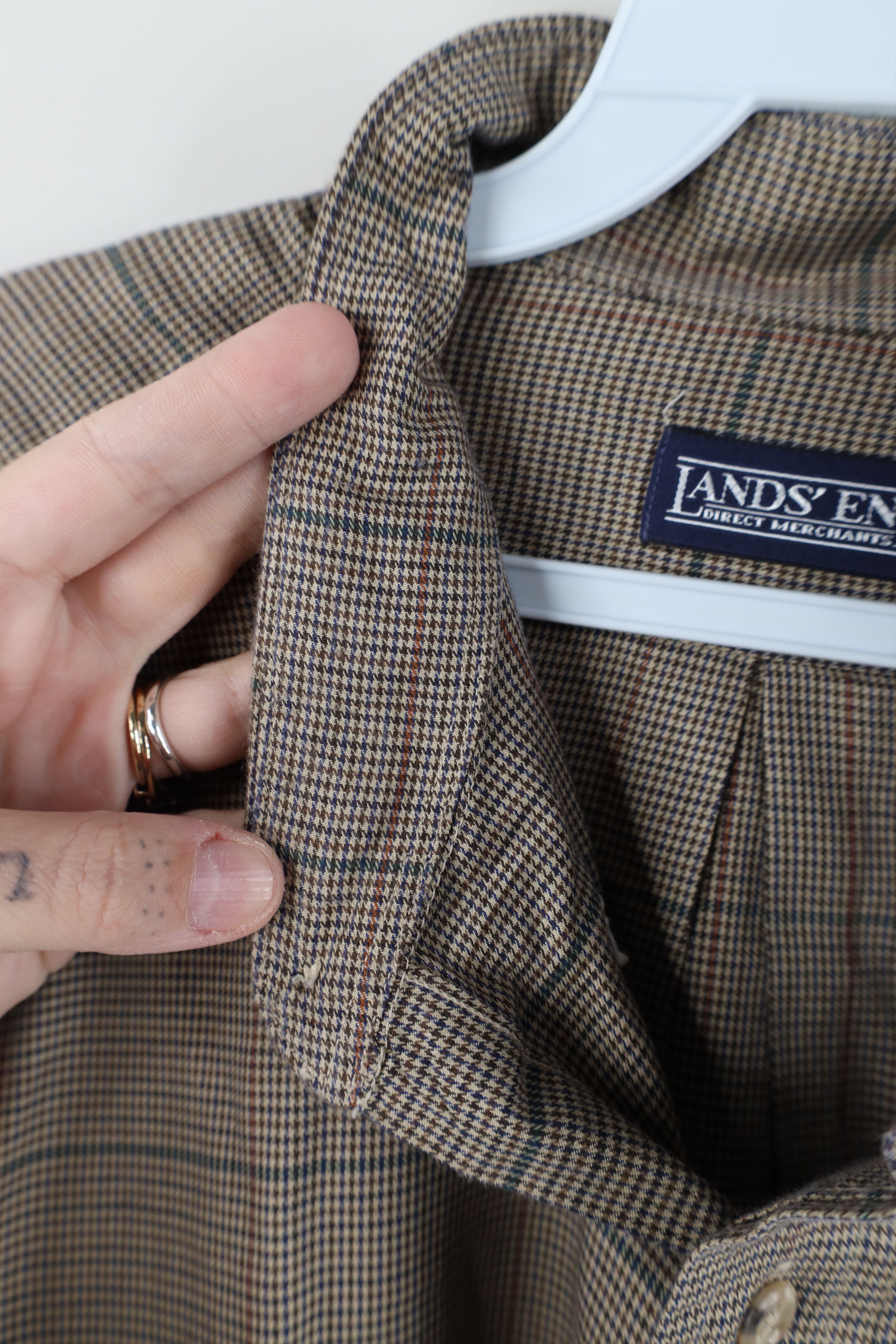 Lands' End Vintage 90s Lands End Houndstooth Collared Button Down Shirt Size US XL / EU 56 / 4 - 8 Thumbnail