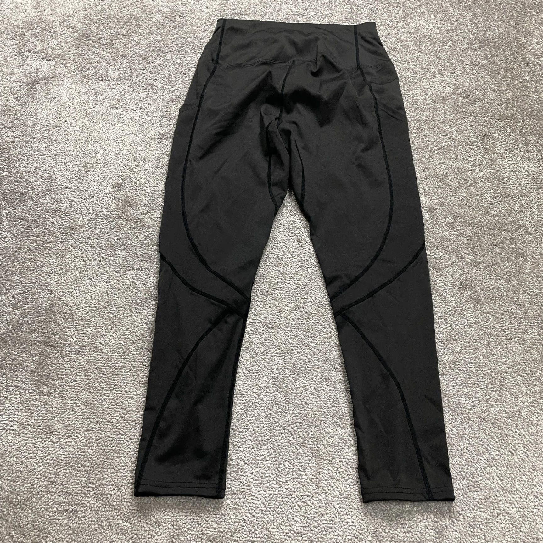 Vintage Unbranded Compression Leggings Women Large Black High Rise Pocket Active 28x25.5 Size 36" / US 14 / IT 50 - 2 Thumbnail