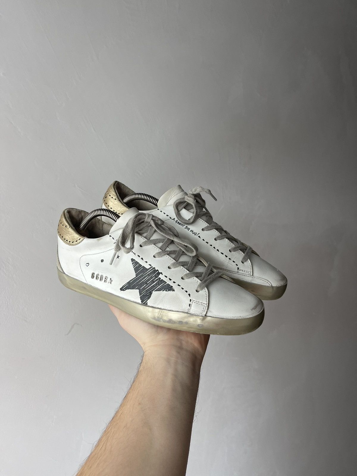 Golden Goose Golden Goose Super-Star Sneakers White Gold Glitter Star 39 Size US 9 / IT 39 - 1 Thumbnail