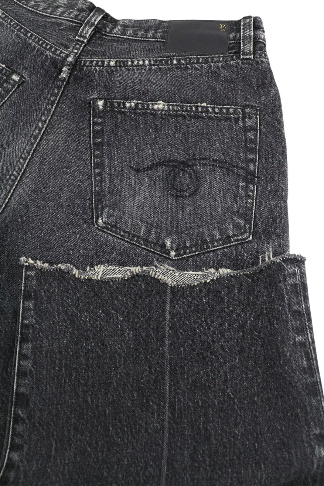 R13 ANKLED D'ARCY 27 Everit Black Faded Cropped Jeans 86222 Size 27" / US 4 / IT 40 - 6 Thumbnail