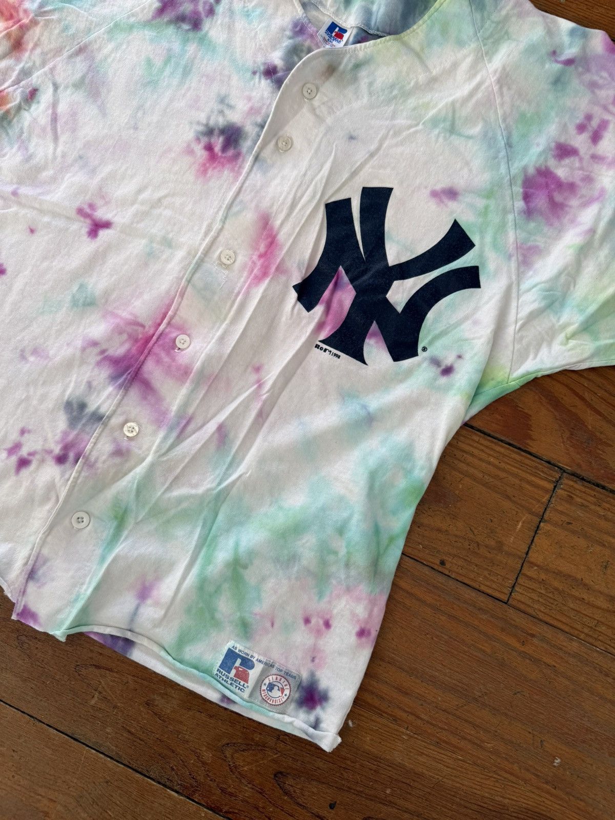New York Yankees × Russell Athletic × Vintage VINTAGE NEW YORK YANKEES BASEBALL JERSEY HAND TIE DYED Size US XL / EU 56 / 4 - 2 Thumbnail