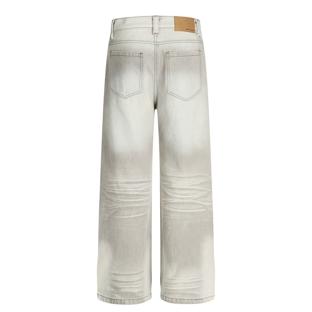 Vintage Punk distressed loose men's casual straight dirty jeans Size US 32 / EU 48 - 2 Thumbnail