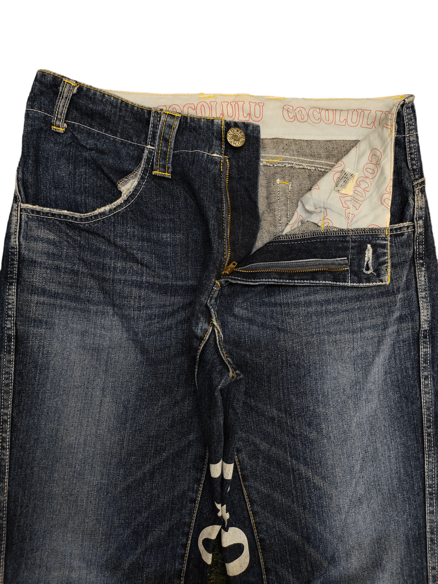 Comme des Garcons × Undercover Loose Jeans Cocolulu Spell Out Wide Leg Denim Y2k Jnco Size US 31 - 9 Thumbnail