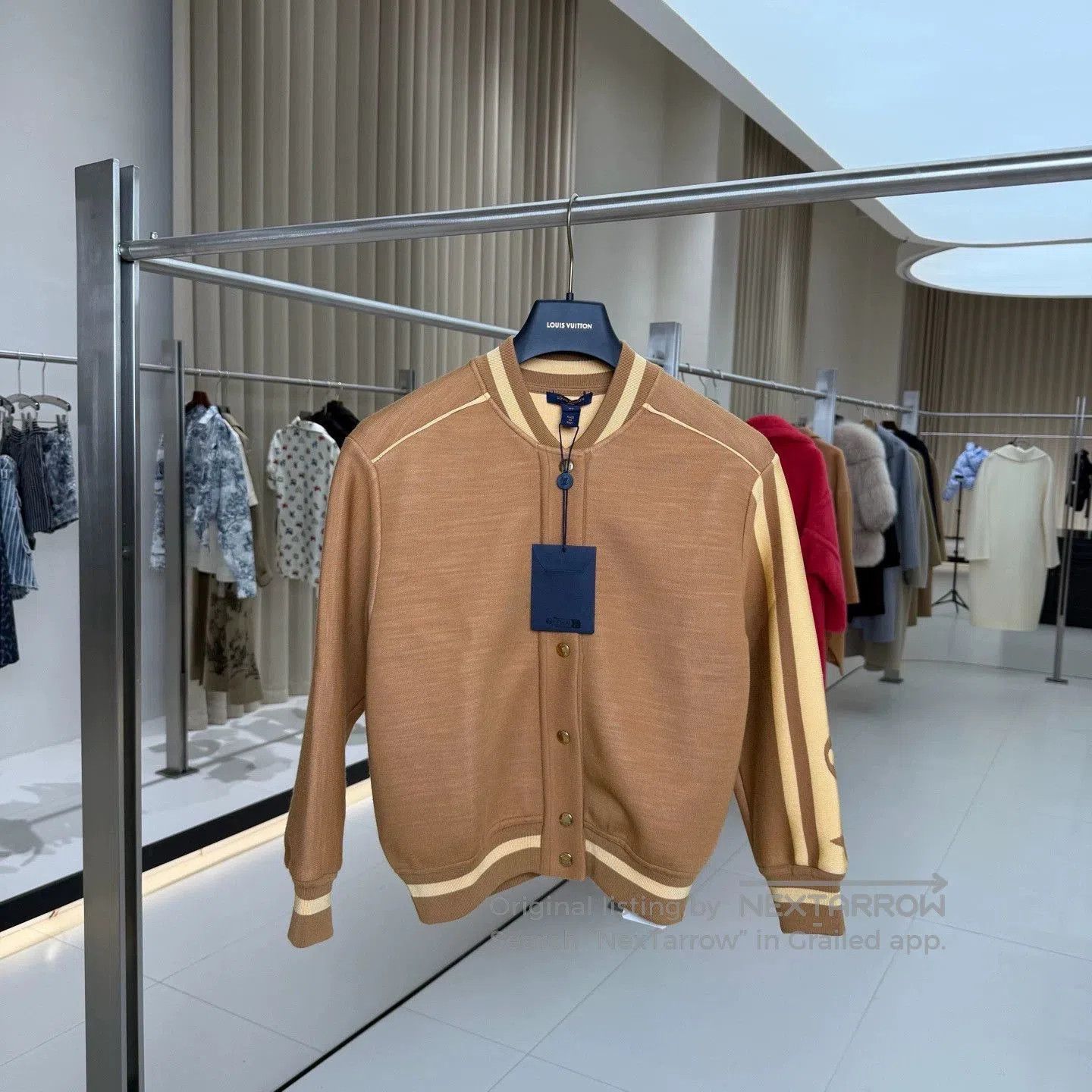 Louis Vuitton Yellow Logo Baseball Jacket.
