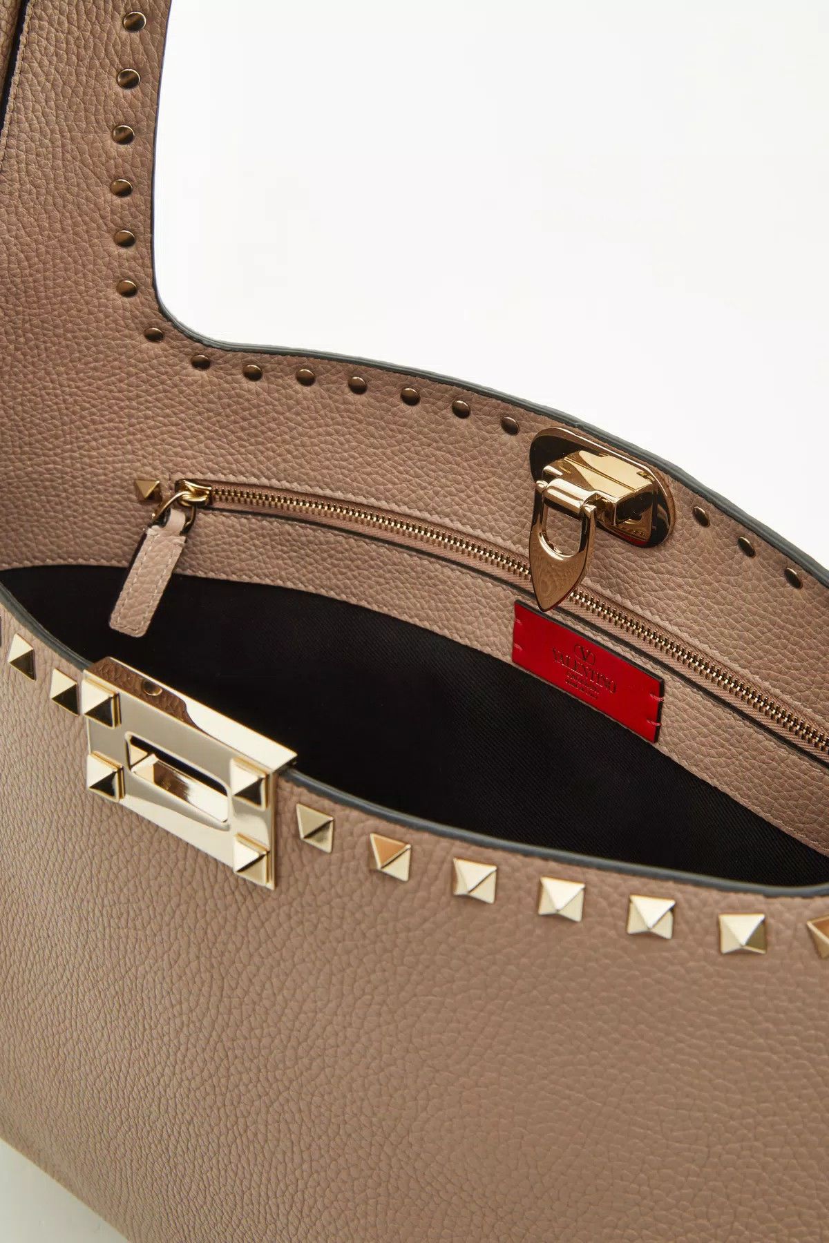 Valentino o1s1wg110426 Size: OS / Rockstud Spike Small Hobo Bag Beige Size ONE SIZE - 4 Thumbnail