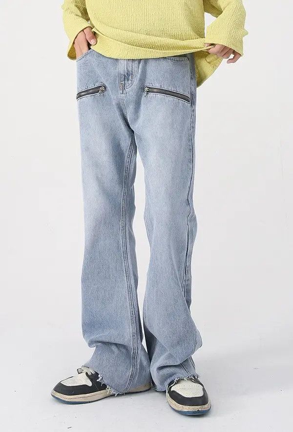Japanese Brand Minami x Juri Washed distressed men's zipper flared jeans Size US 32 / EU 48 - 2 Thumbnail