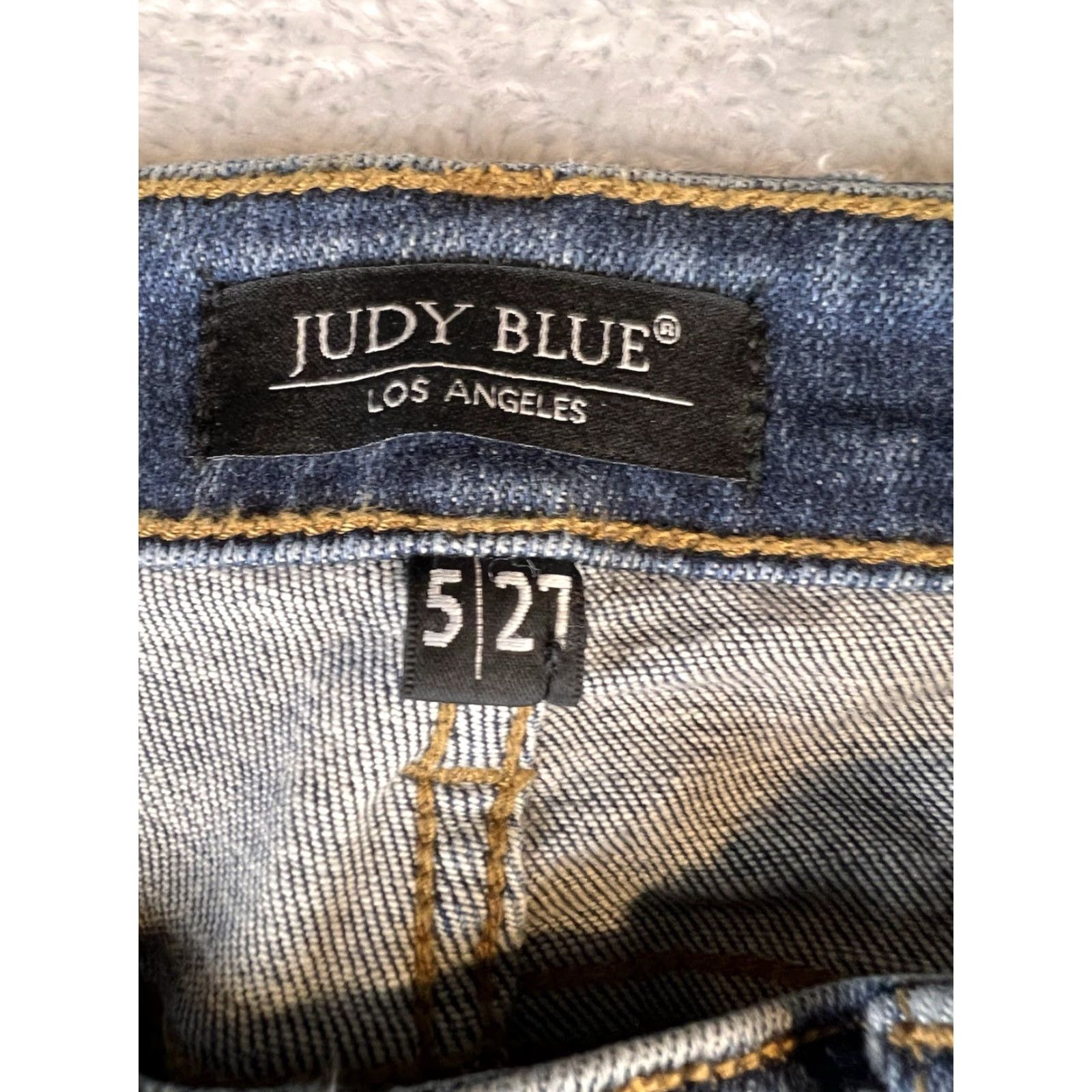 Vintage Judy Blue Jeans Womens 5/27 Blue Skinny Fit Distressed Red Buffalo Plaid Lined Jeans Women Size 27" / US 4 / IT 40 - 6 Thumbnail