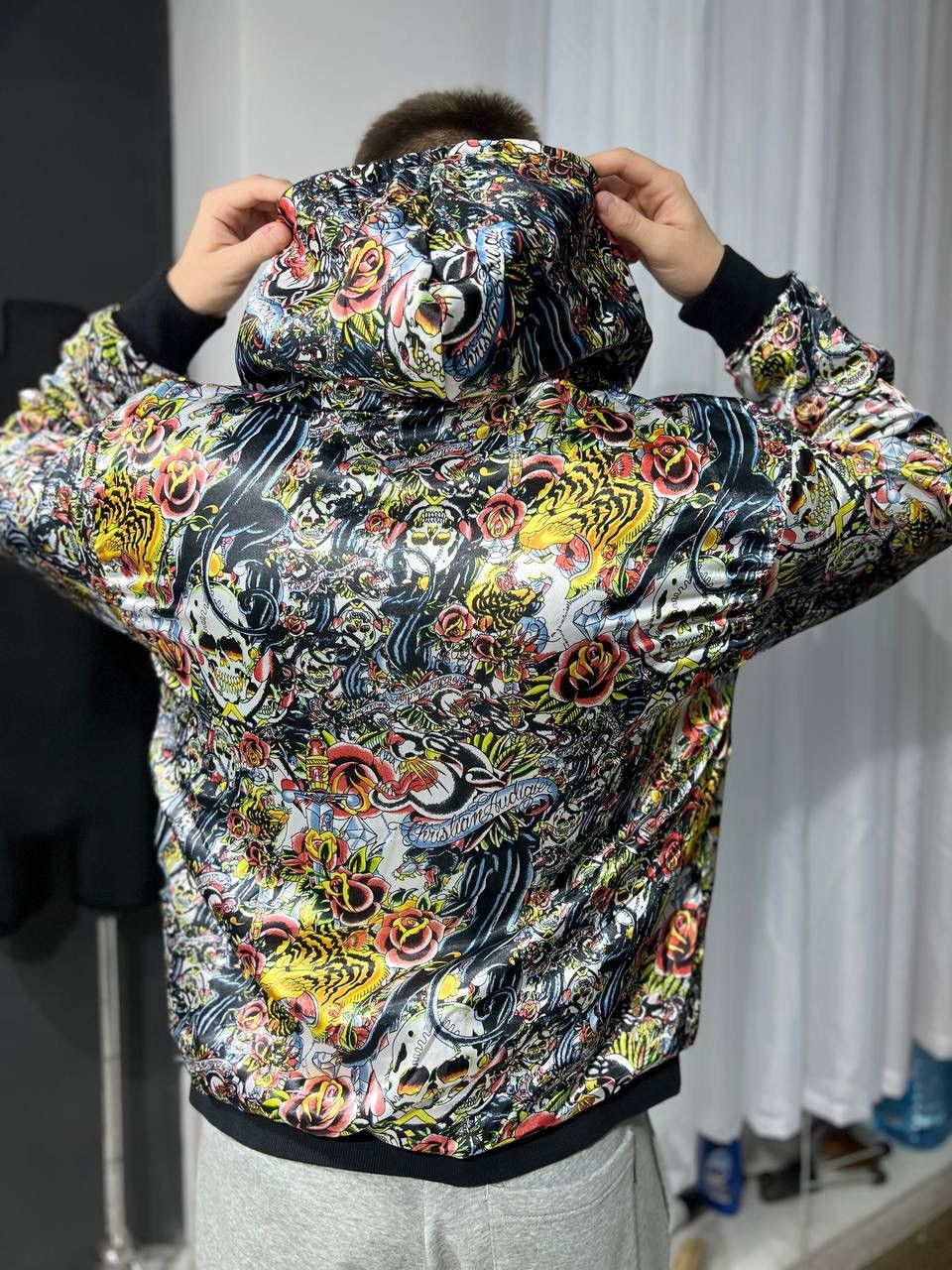 Christian Audigier Japanese Brand Vintage Christian Audigier Hoodie Zip Up 2 Sides All Over Print Y2K Grailed