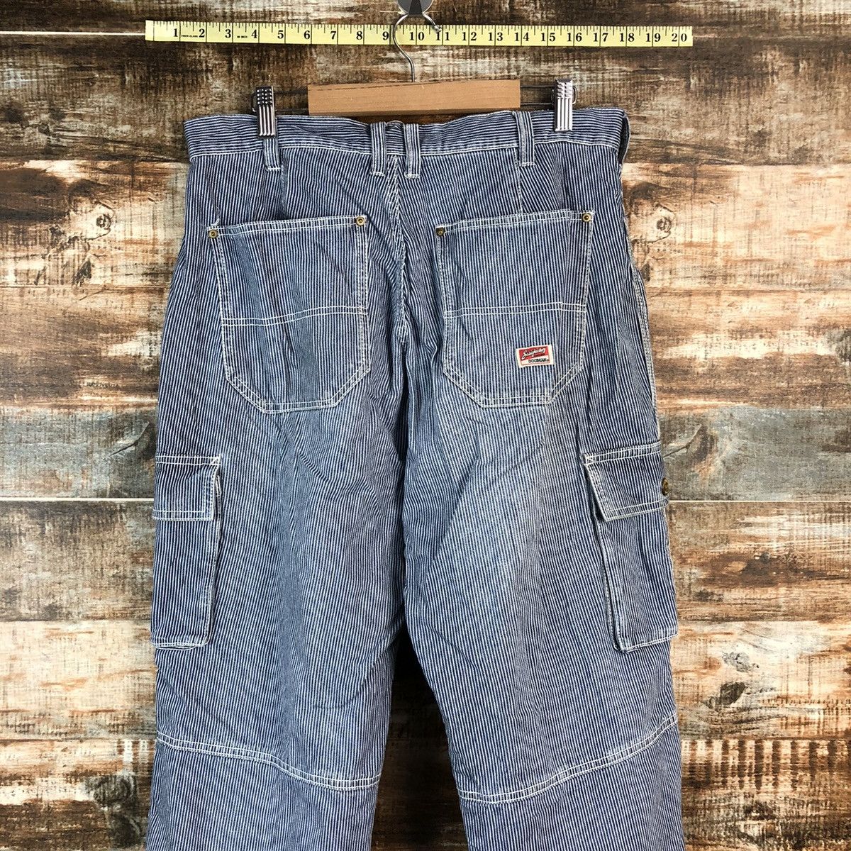 Japanese Brand Dogman Blue Striped Multipocket utility cargo Pants #A2160 Size US 33 - 18 Thumbnail