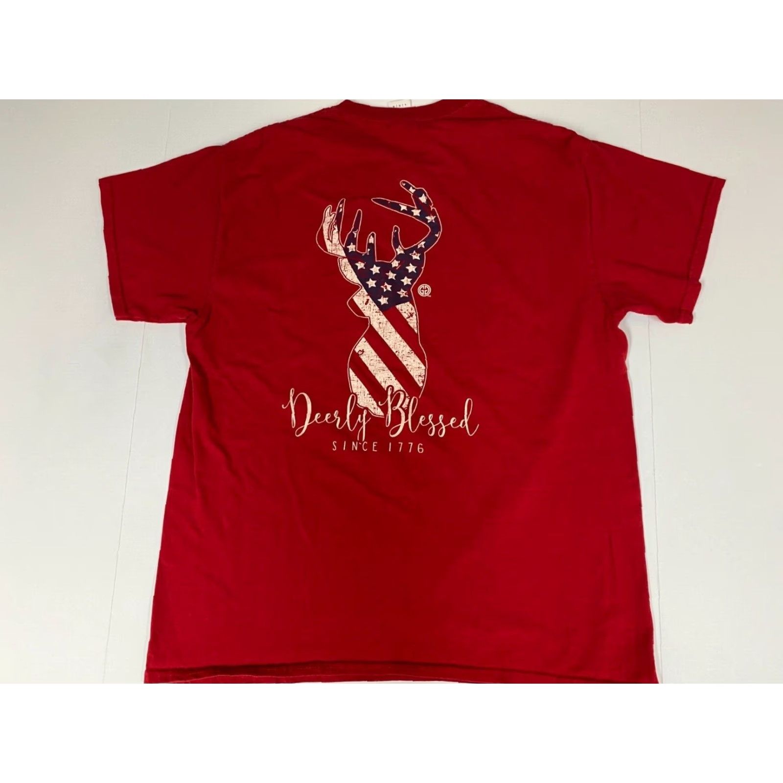 Gildan Gildan Deer Mens Shirt L Red Christmas Outdoor Logo Crew Neck T-Shirt Regular Cotton Short Sleeve Men Size US L / EU 52-54 / 3 - 5 Thumbnail