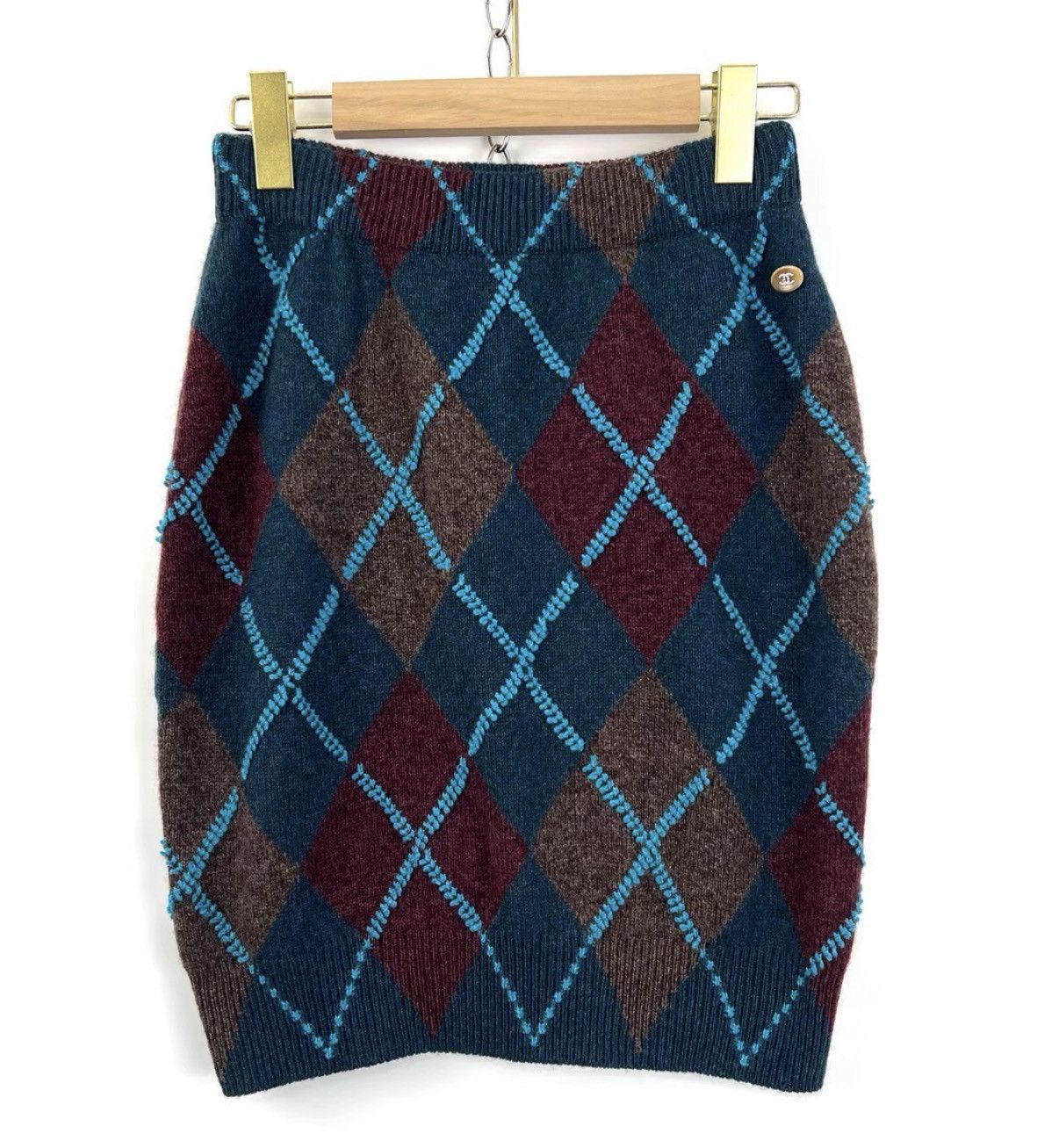 Chanel Chanel 24A Color Block Quilted Cashmere Knit Skirt K12 Size 25" / US 0 / IT 36 - 1 Thumbnail