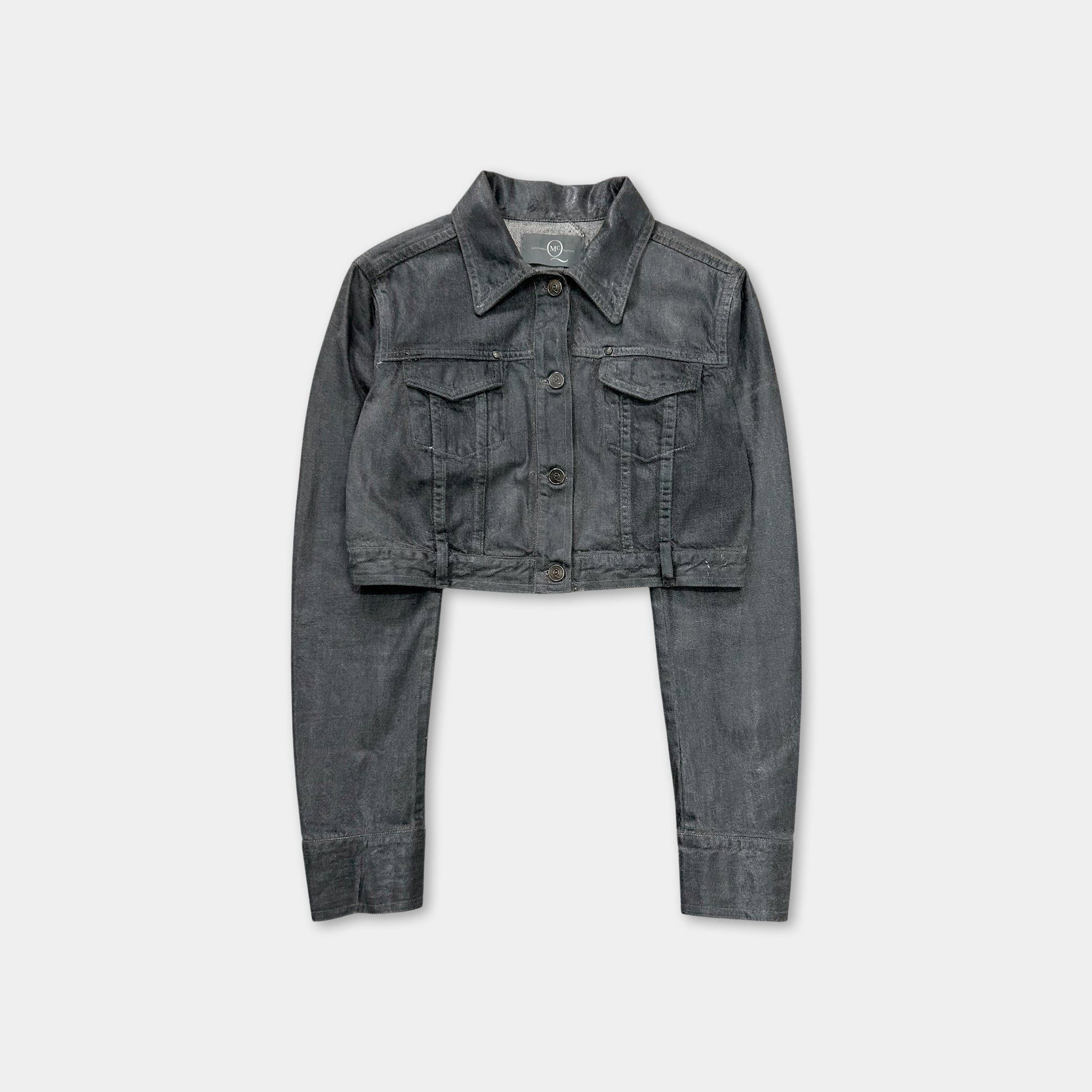 Alexander McQueen McQ Alexander McQueen SS08 Waxed Cropped Denim Trucker Jacke Size S / US 4 / IT 40 - 1 Thumbnail