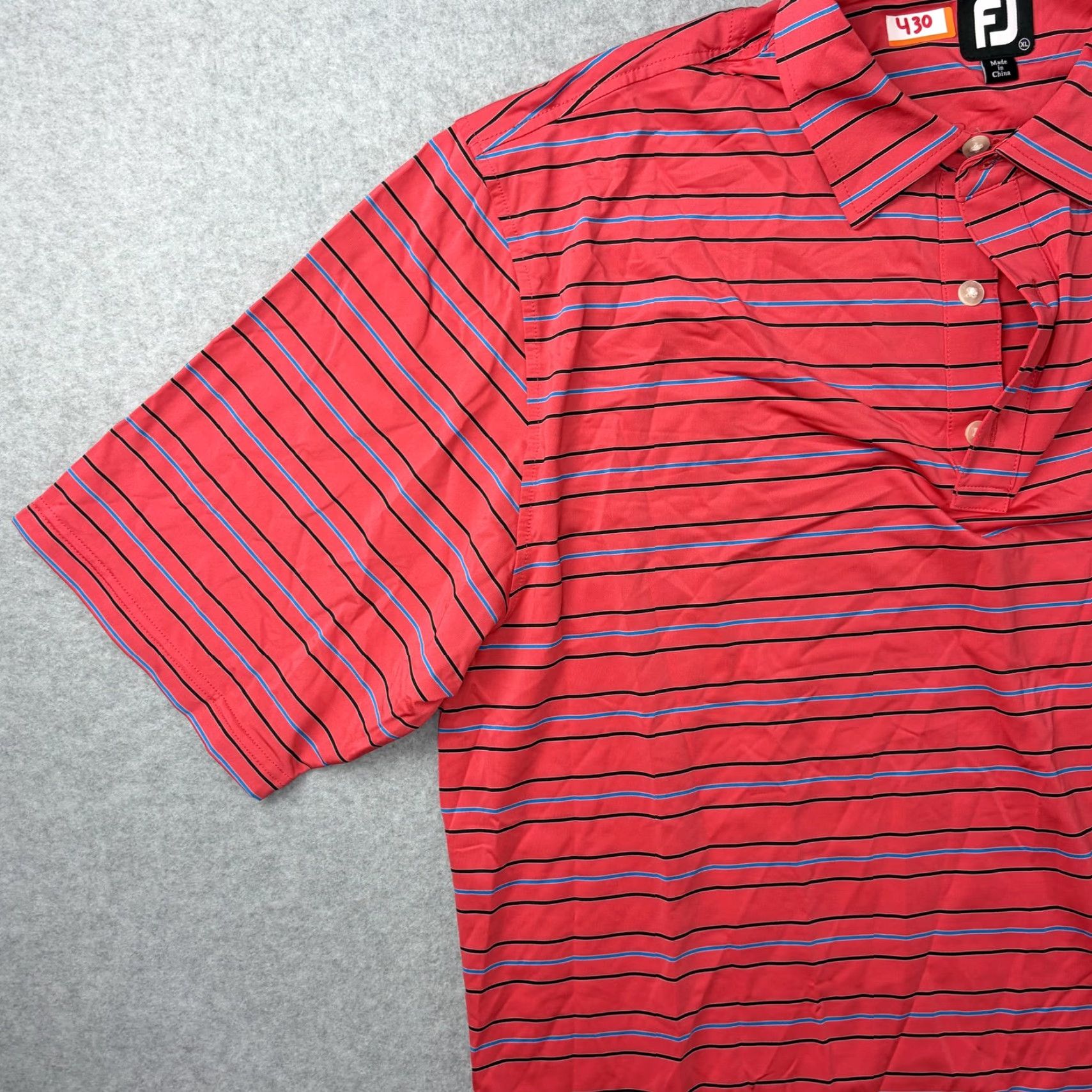 Footjoy FootJoy Polo Shirt Mens XL Red Stripe Short Sleeve Logo Embroidered Golf Performance Size US XL / EU 56 / 4 - 6 Thumbnail