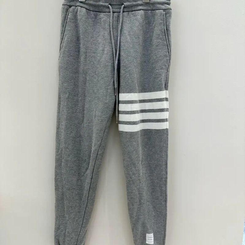Thom Browne Thom Browne Gray Cotton Striped Casual Pants 0089 Size US 32 / EU 48 - 1 Thumbnail