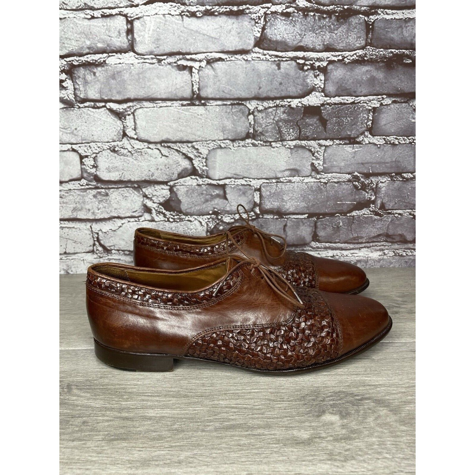 Johnston & Murphy Johnston Murphy Domani Brown Leather Cap Toe Basketweave Lac Size US 10.5 / EU 43-44 - 3 Thumbnail