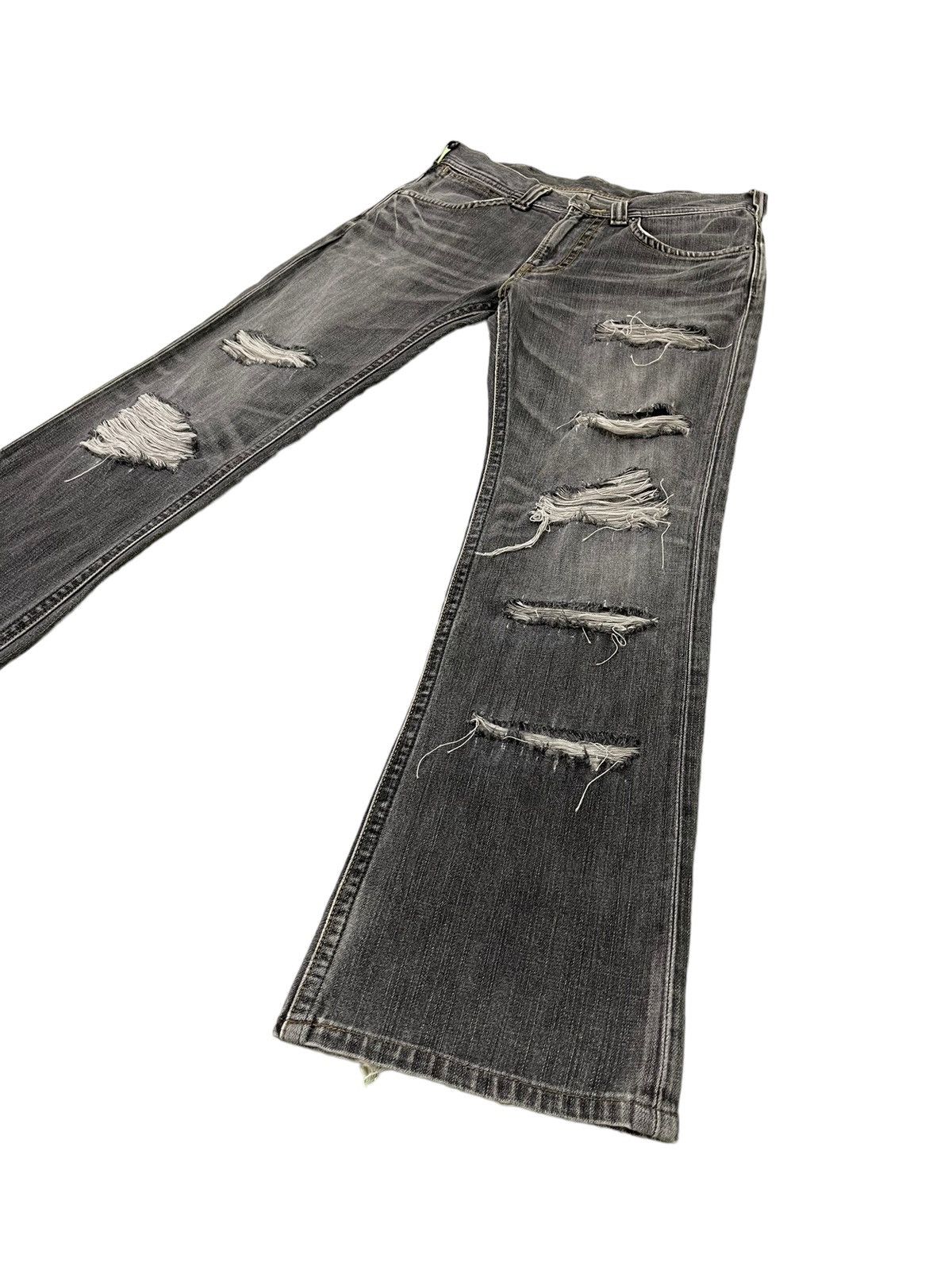 Japanese Brand Flare Jeans Wrangler Over Distress Denim Boot Cut 6🟦4 Size US 31 - 3 Thumbnail