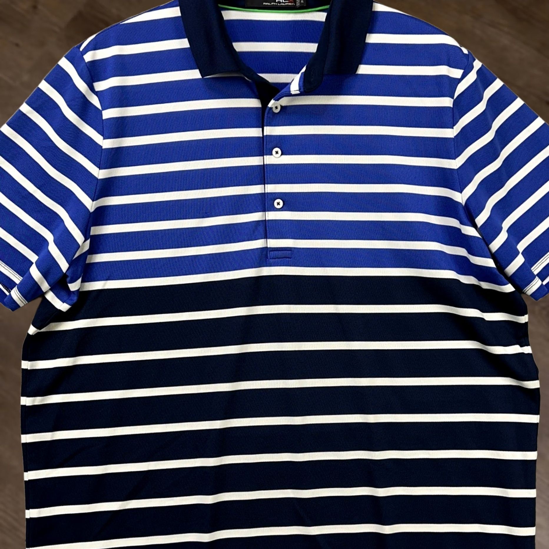 RLX Ralph Lauren RLX Ralph Lauren Polo Shirt Golf XL Blue Black Stripes Athletic Short Sleeve Men Size US XL / EU 56 / 4 - 1 Thumbnail