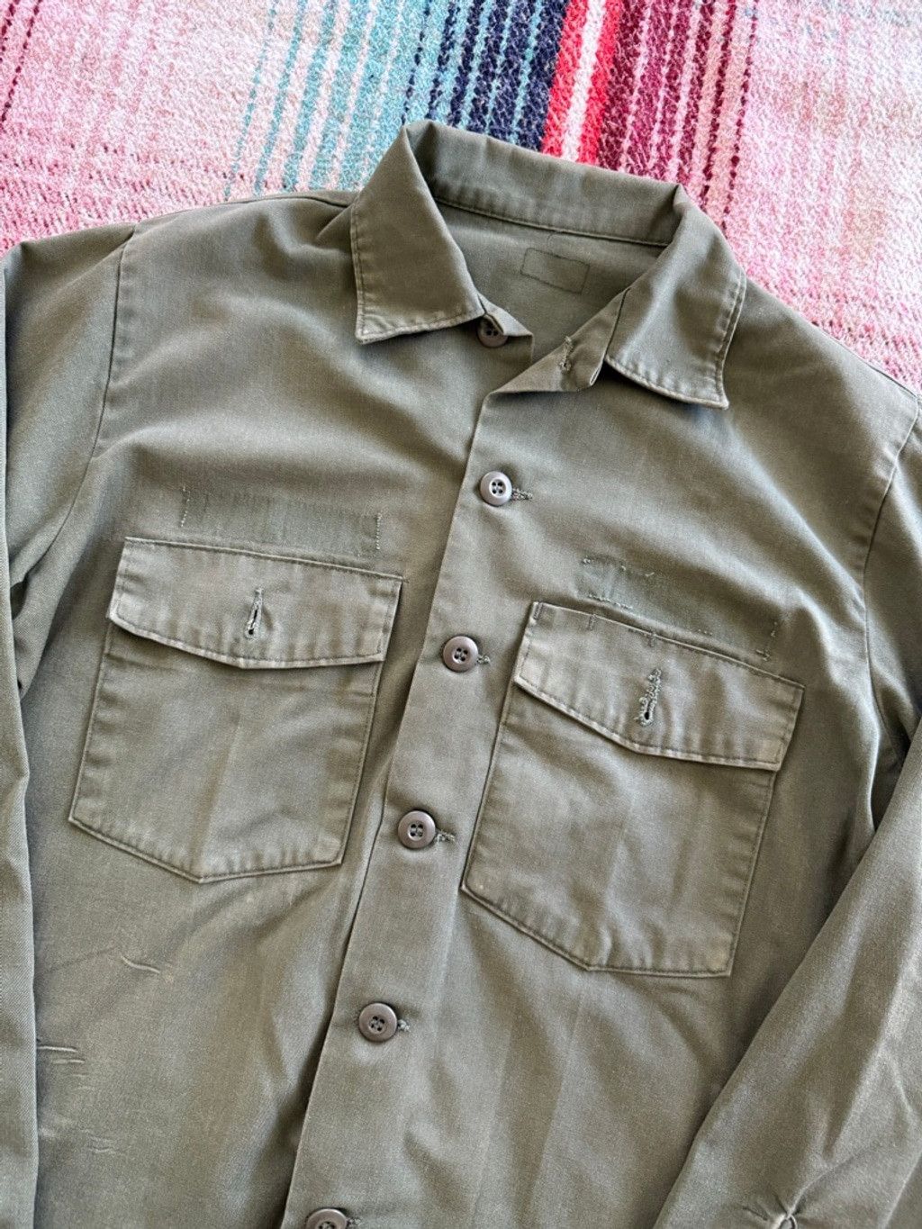 Vintage 80s OG 507 Distressed Fatigue Shirt L Size US L / EU 52-54 / 3 - 2 Thumbnail