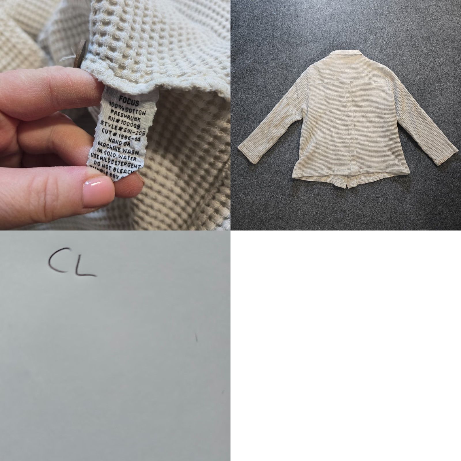 Vintage Focus Top Womens Blouse Medium Beige Button Waffle Knit Texture Pockets Casual Shirt Womens Size M / US 6-8 / IT 42-44 - 8 Thumbnail