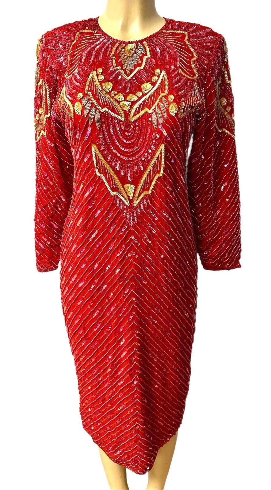 Other Sequin Evening Elegant Dress Red Gold size 12 Size XL / US 12-14 / IT 48-50 - 1 Thumbnail