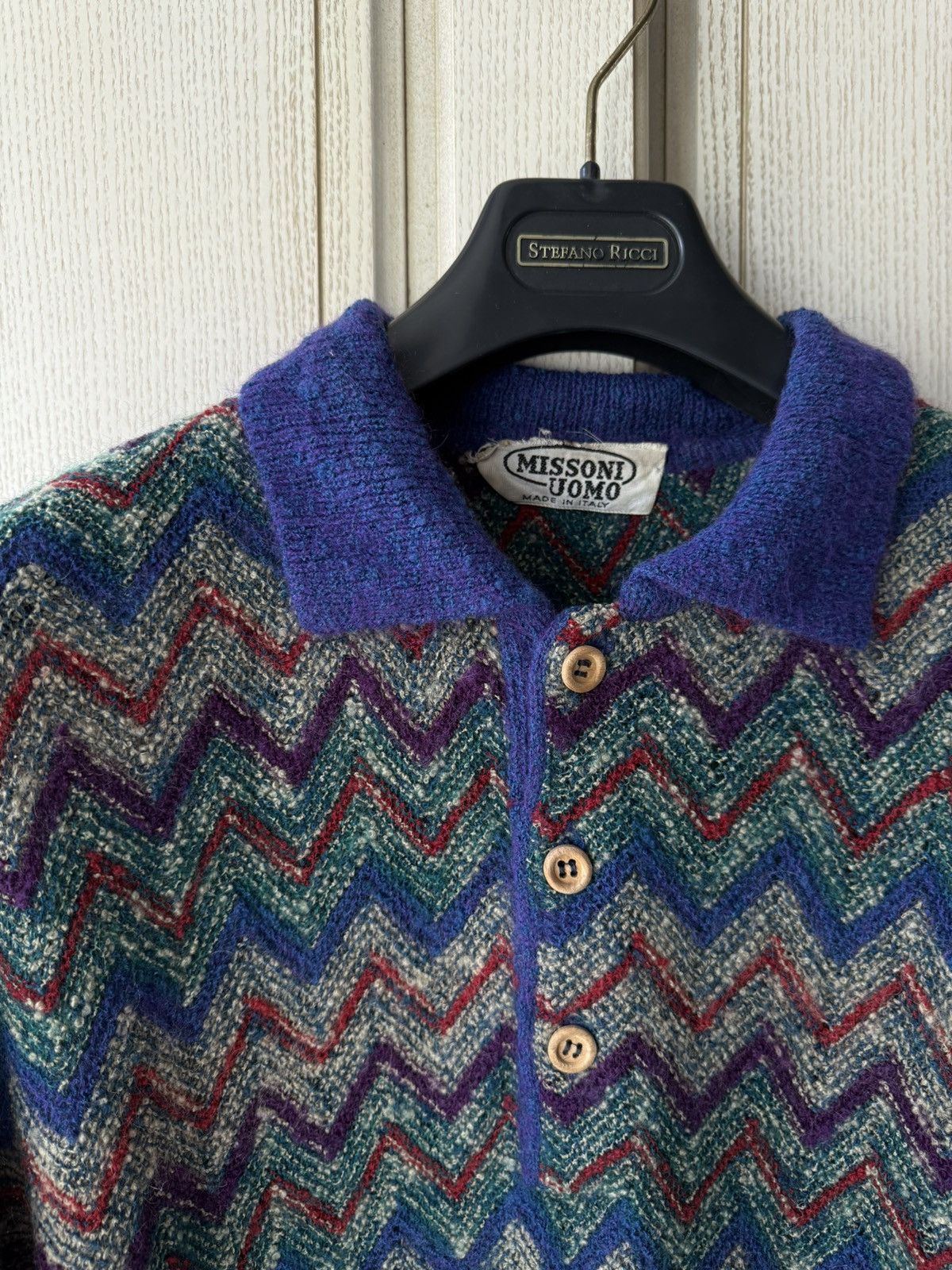Missoni uomo 3/4 cardigan wool sweater vintage luxury