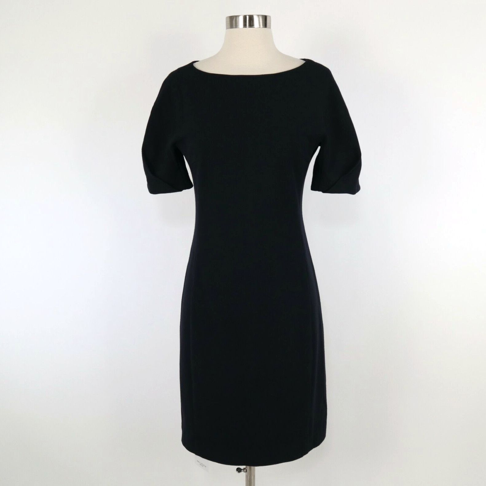 image of Vintage Mm.lafleur Sheath Dress Susanna Womens 0 New Navy Blue Short Sleeve Career $295 in White (S