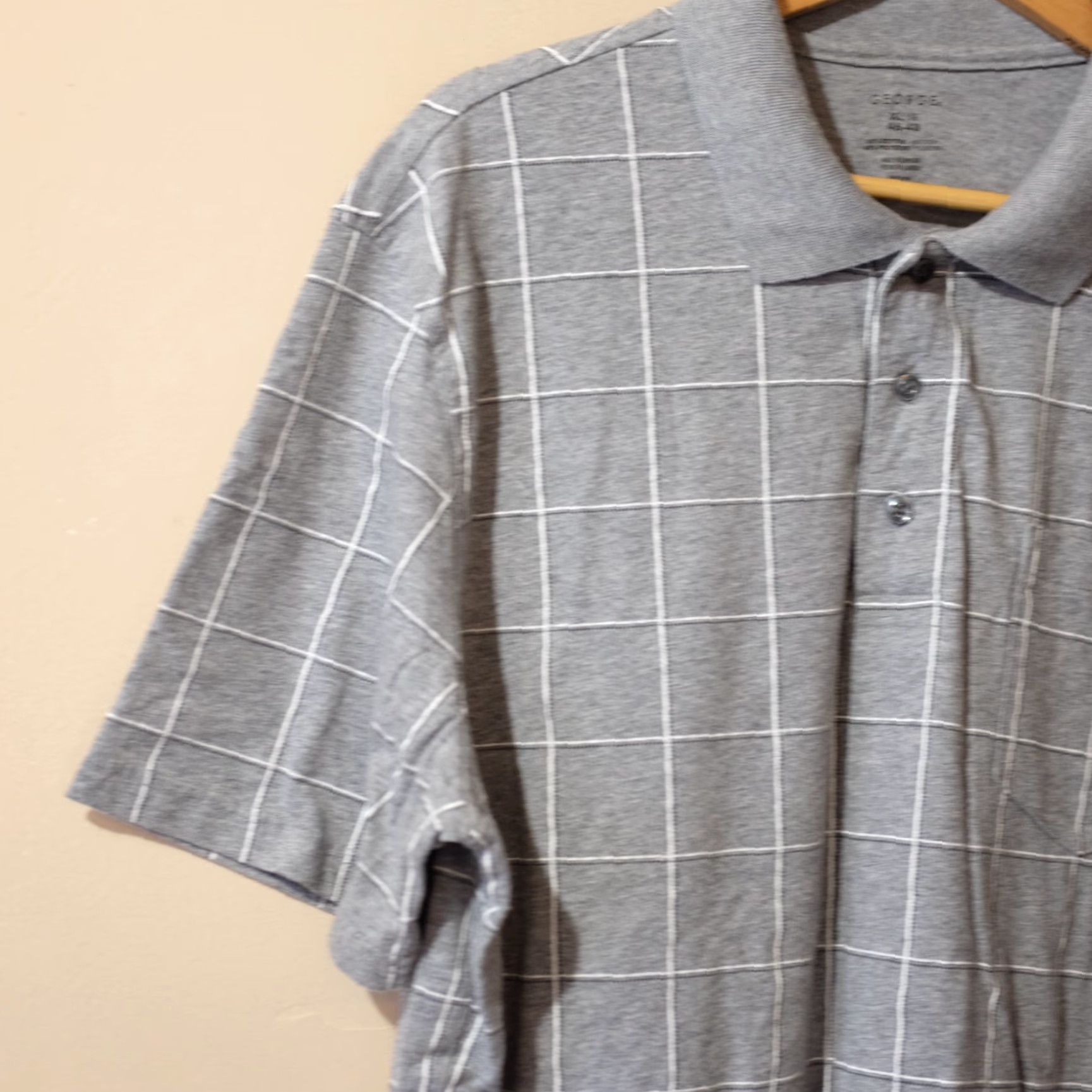 George George Polo Mens XL Gray Plaid Short Sleeve Performance Golf Size US XL / EU 56 / 4 - 2 Thumbnail