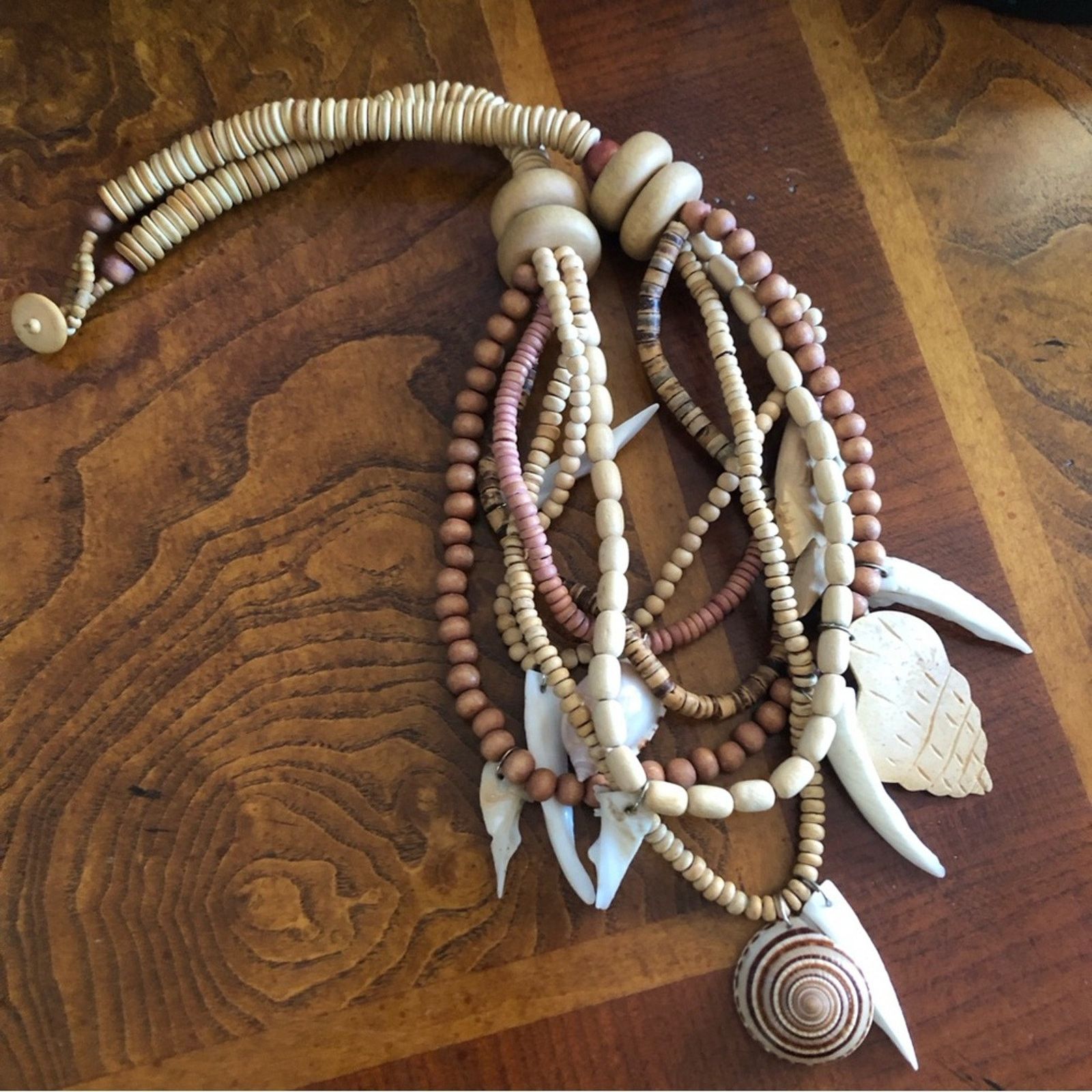 Vintage Vintage handmade boho wood and shell necklace Size ONE SIZE - 7 Thumbnail