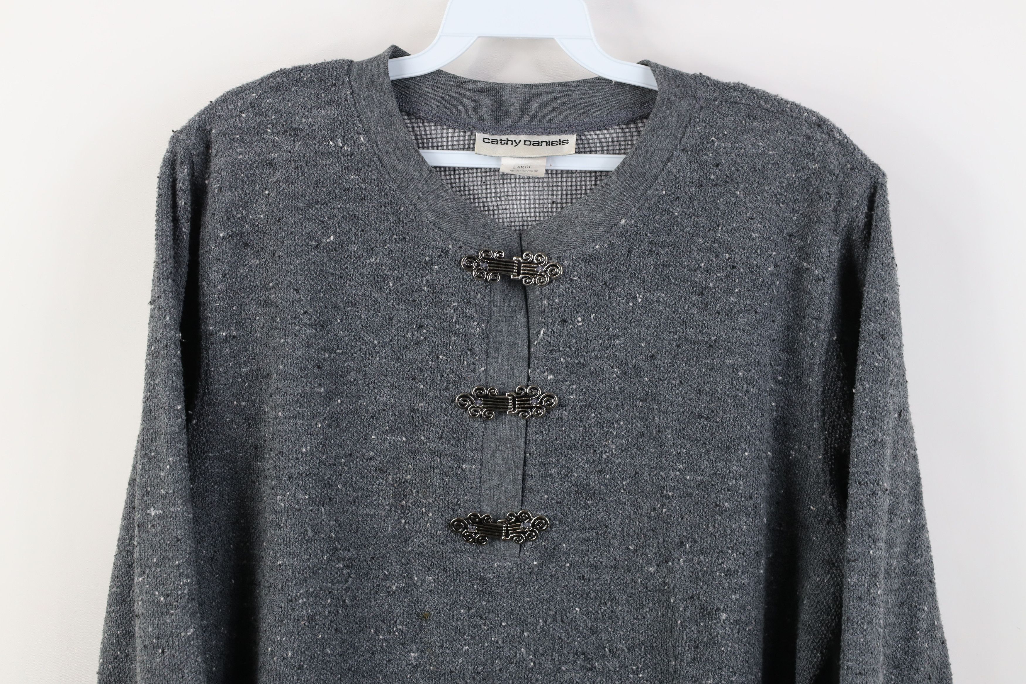 Vintage Vintage 90s Streetwear Thermal Knit Clasp Henley Sweater Size L / US 10 / IT 46 - 2 Thumbnail