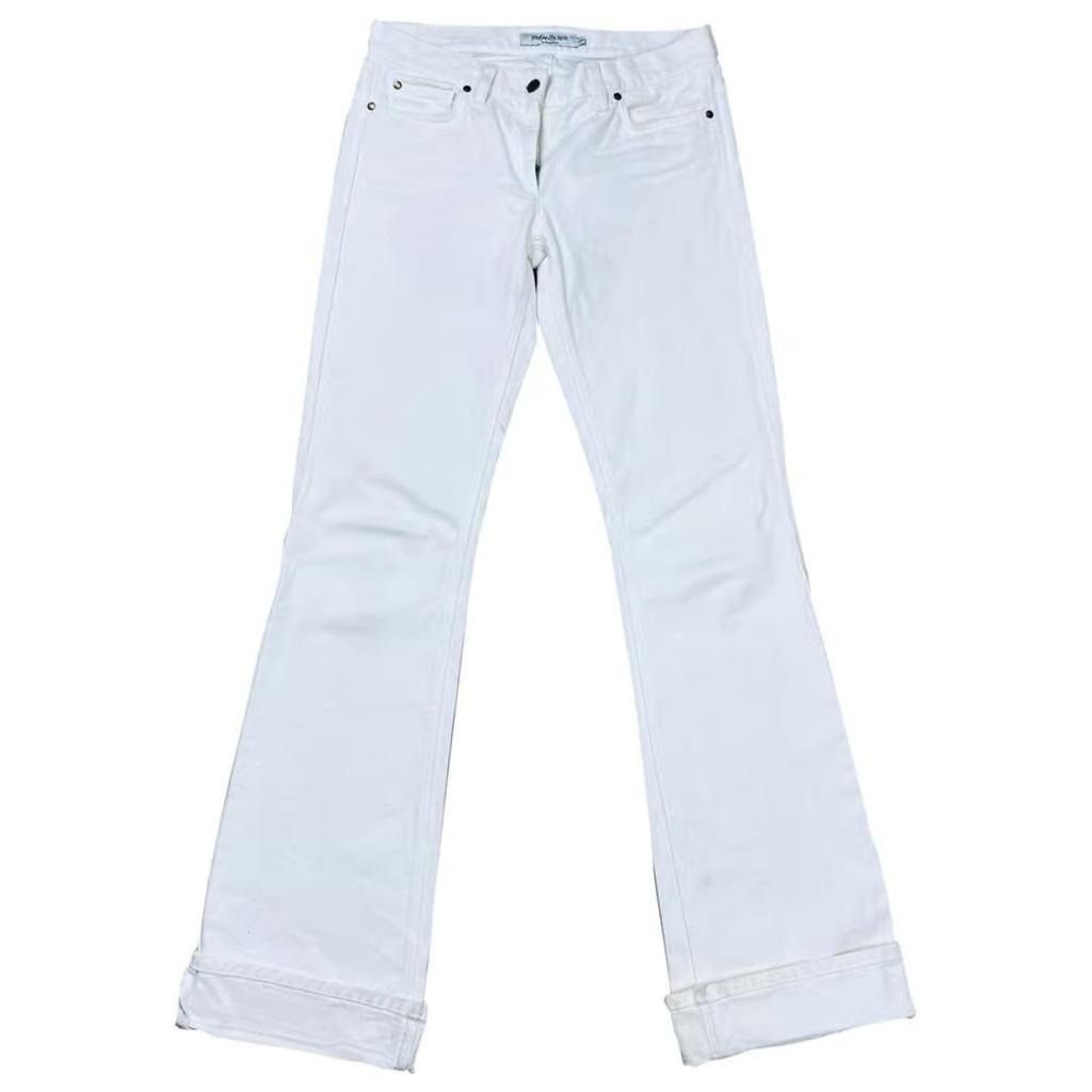 image of Vintage x YVES Saint Laurent Trousers Rive Gauche in White, Women's (Size 30)