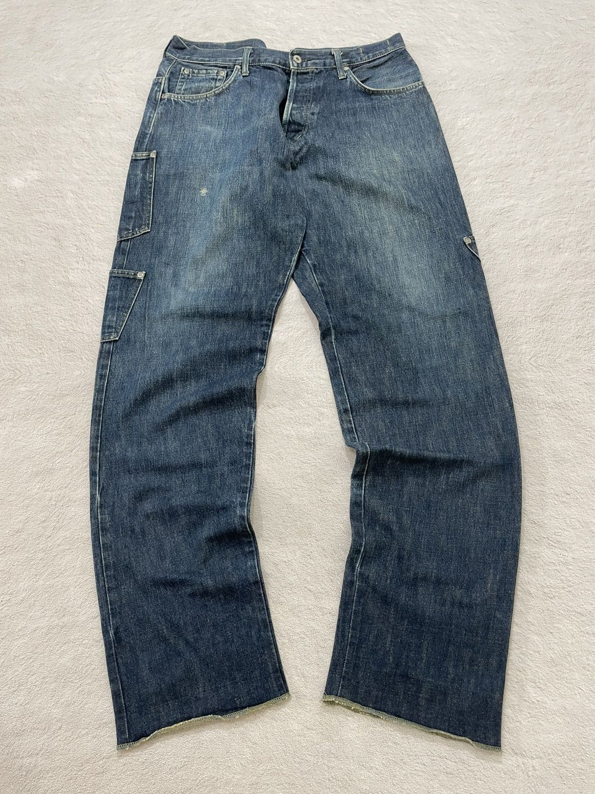 Japanese Brand 2000s Kara Kiru Denim Multi Pocket Loose Fit Size US 35 - 1 Thumbnail