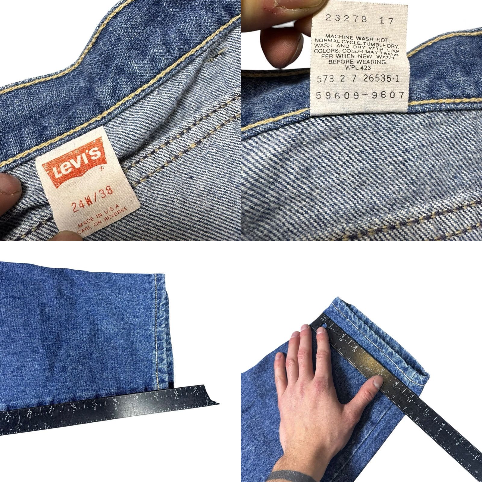 Levi's VINTAGE Levi's Jeans Women 24W USA Made Tapered Grunge Skater Leather? (Note: No extra info) Size 42" / US 20 - 8 Thumbnail