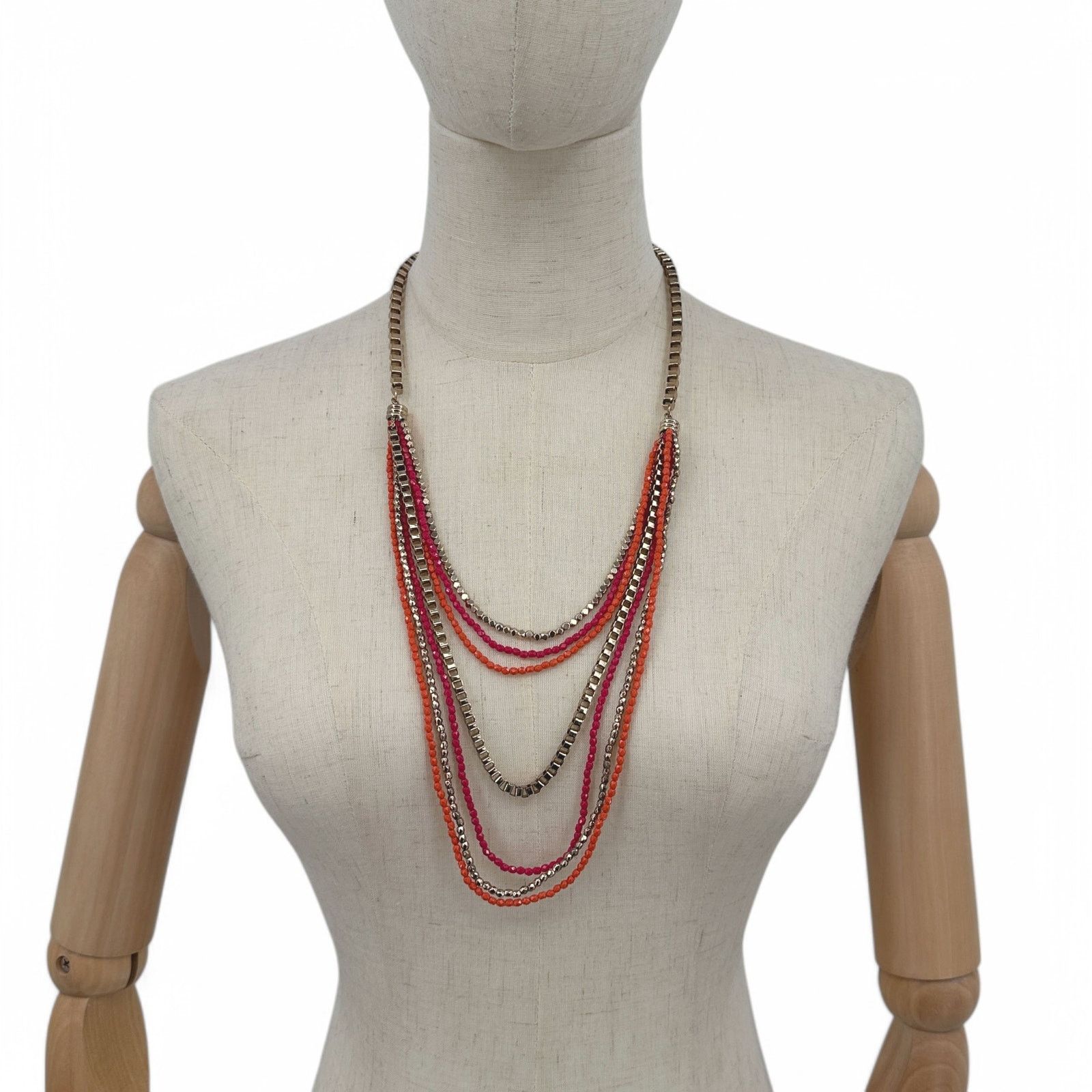 Vera Bradley Vera Bradley Necklace Multi Strand Pink Orange Gold Tone Size ONE SIZE - 4 Thumbnail