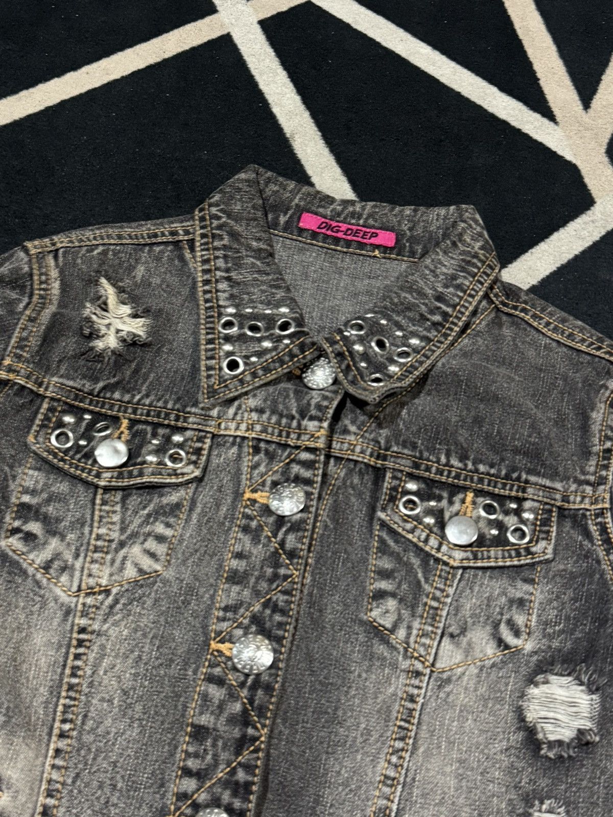 If Six Was Nine Japanese Studded Ring Digdeep Denim Jacket Distressed Size US S / EU 44-46 / 1 - 4 Thumbnail