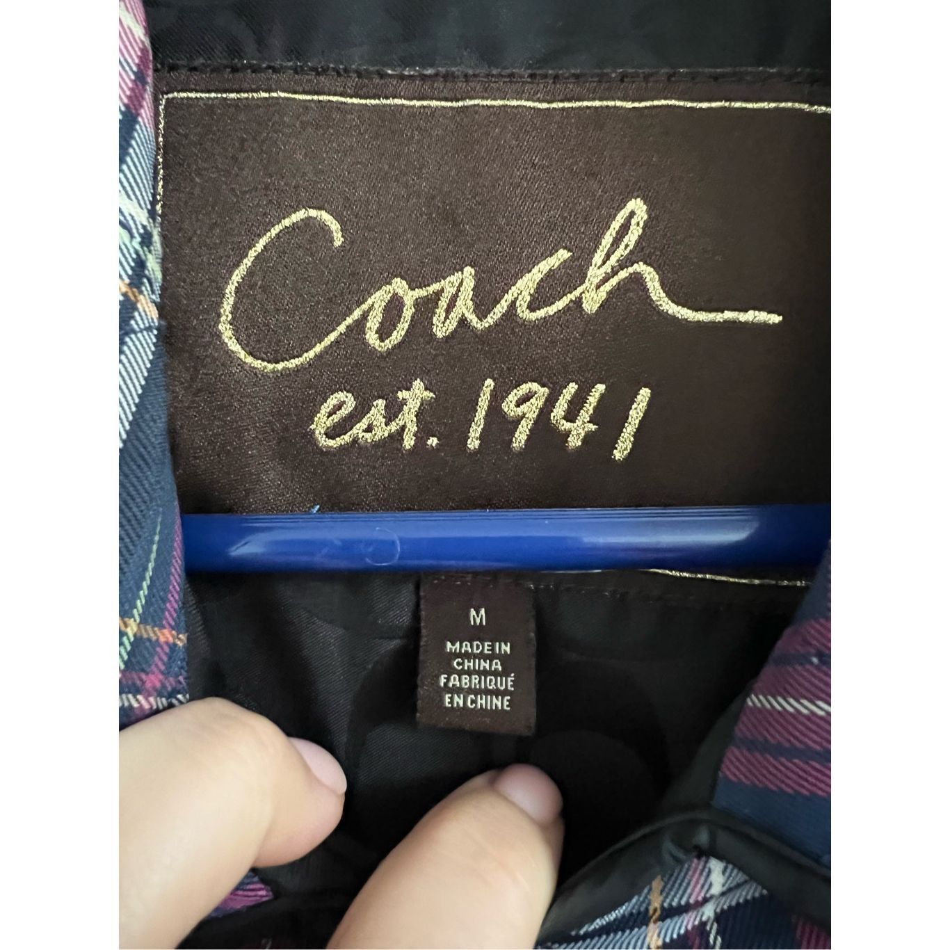 Coach Coach Quilted Navy Blue & Purple Plaid Print Long Sleeve Sna Size M / US 6-8 / IT 42-44 - 4 Thumbnail