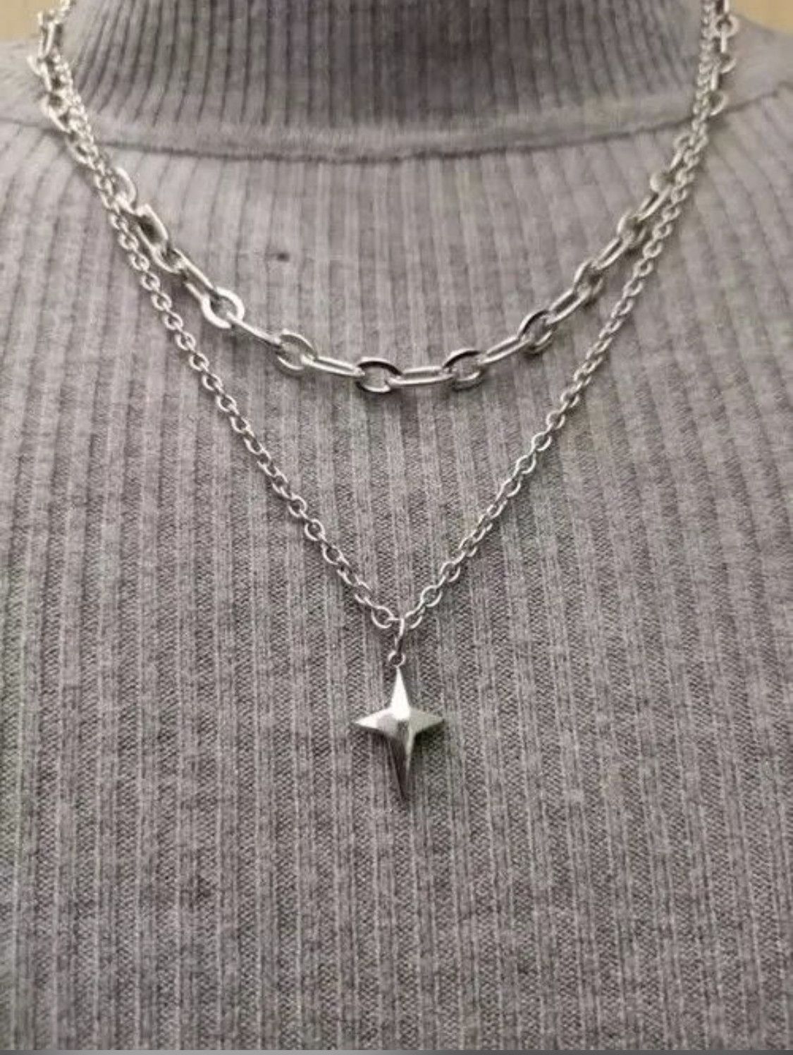 Jewelry Star Chain Necklace Punk Gothic Chrome Rock Size ONE SIZE - 1 Thumbnail