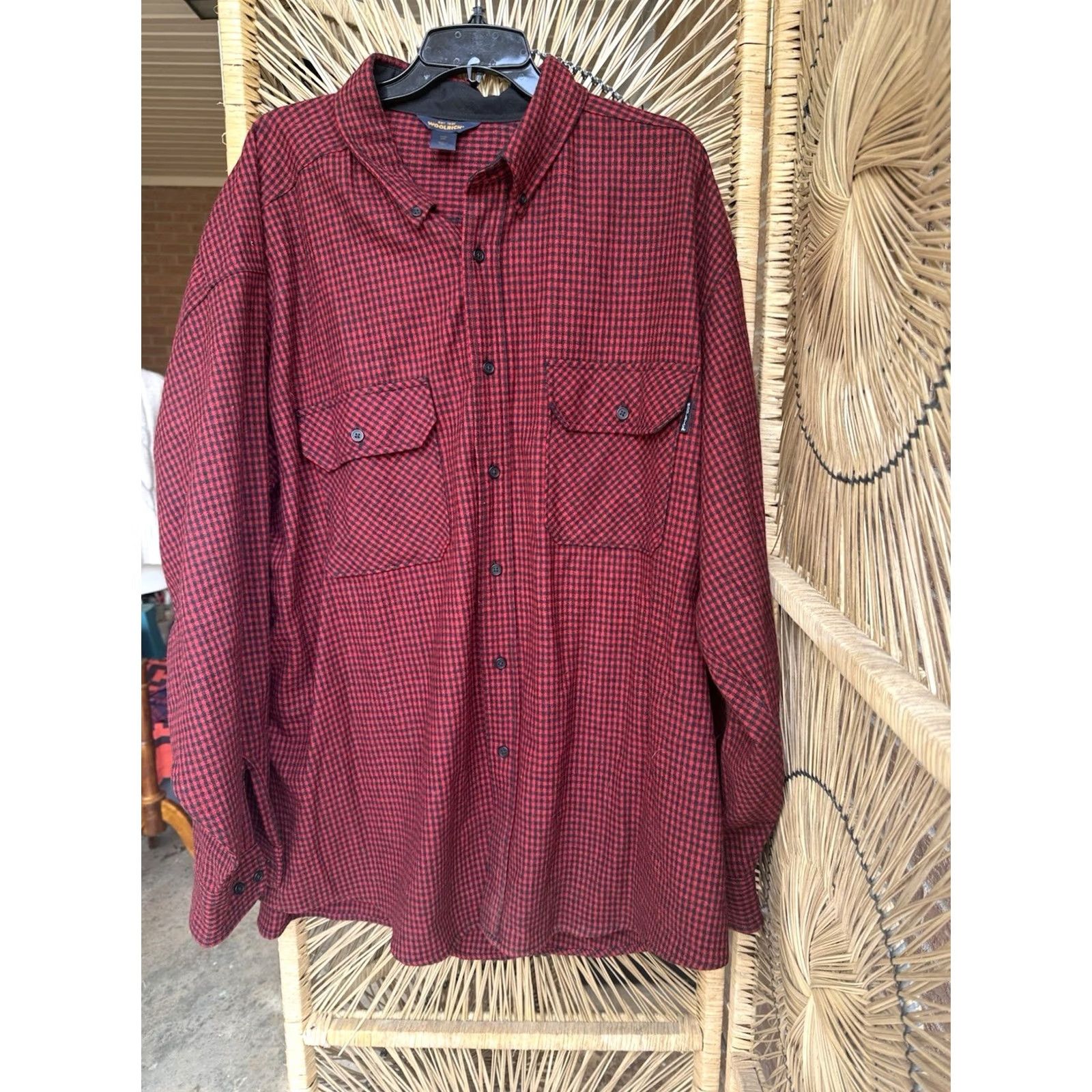 Vintage Woolrich Shirt Button-Up Long Sleeve Red Buffalo Check 3XL Mens Wool Blend Button Front Pockets Casual Workwear Fall Winter Size US XXL / EU 58 / 5 - 2 Thumbnail